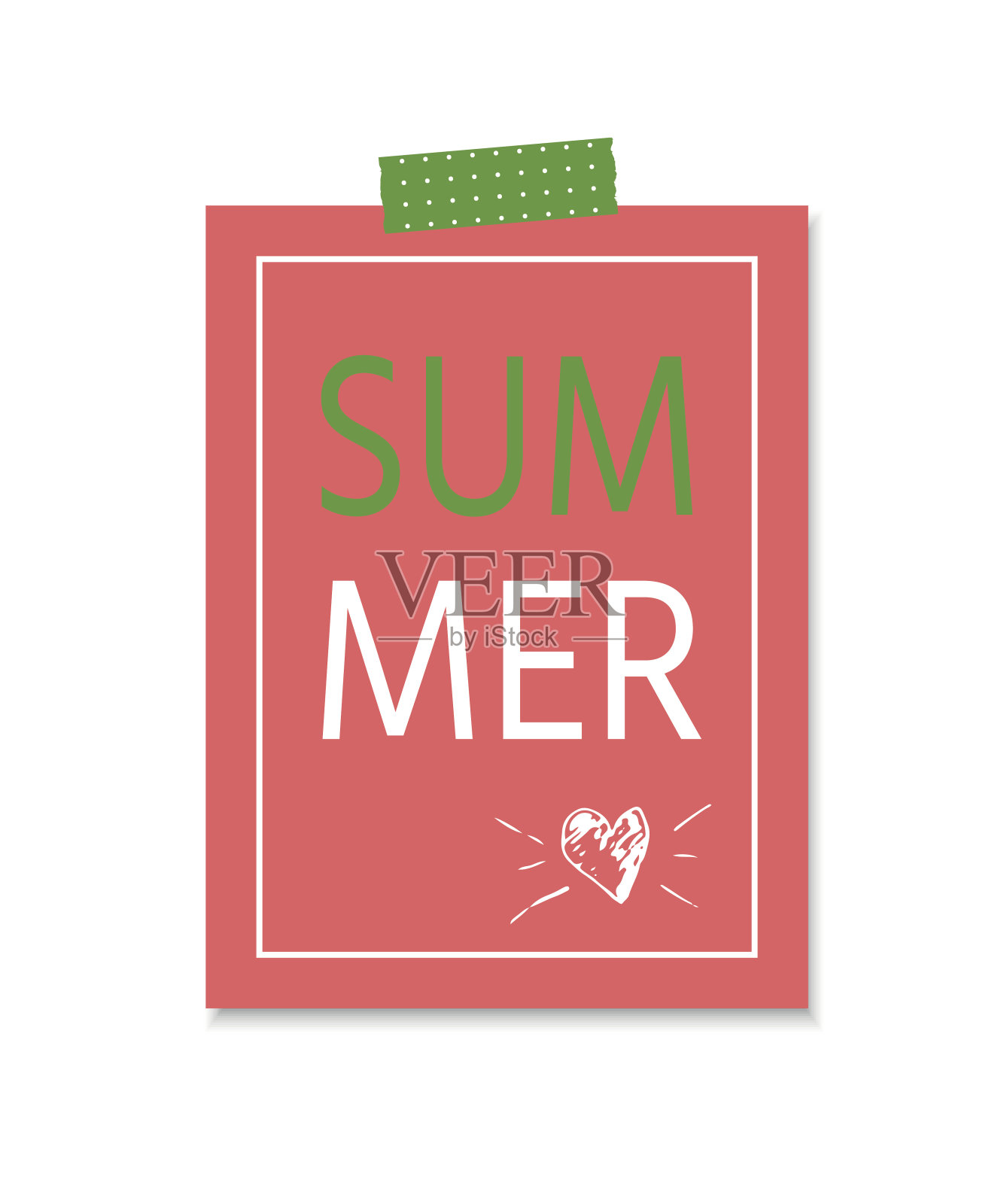 可爱的夏季明信片与手绘字母和西瓜片插画图片素材