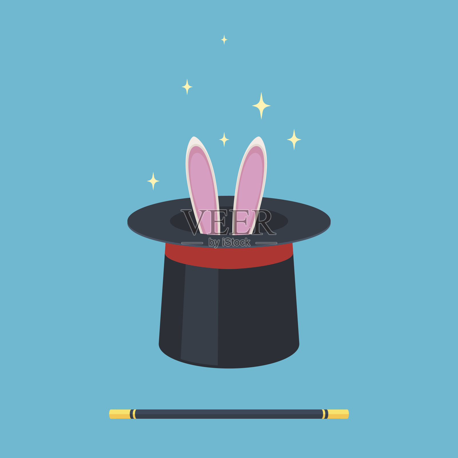 带兔子的魔术帽插画图片素材
