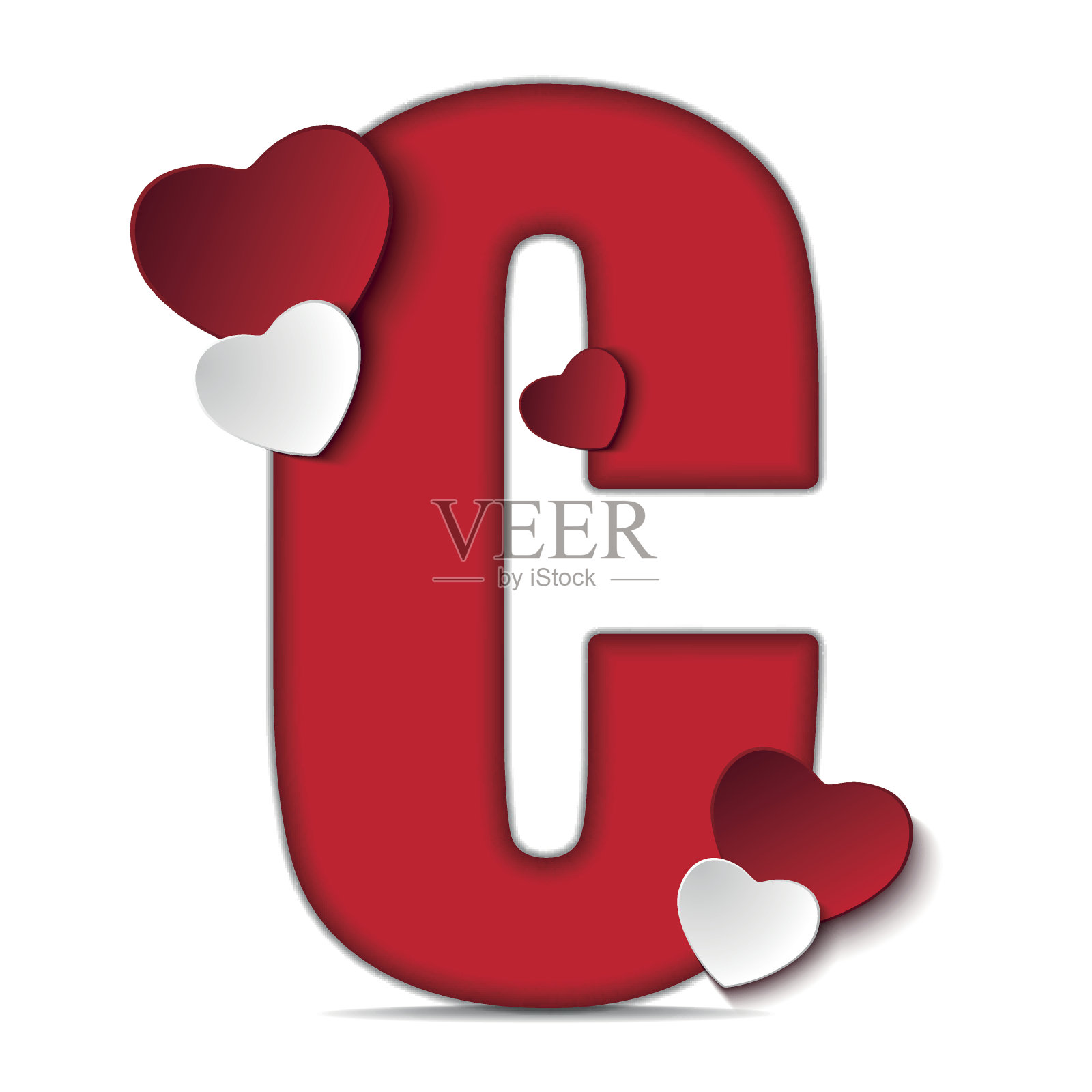 红心字母情人节设计元素图片