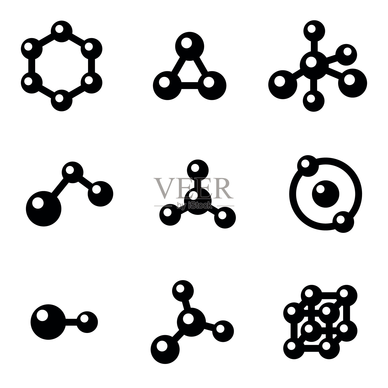 向量黑色分子图标设置图标素材