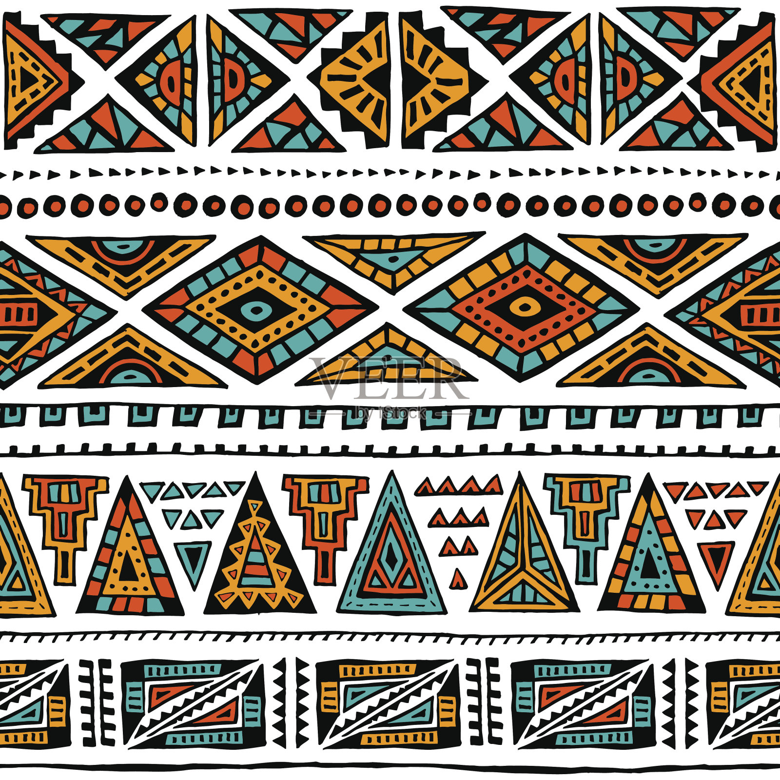 抽象的几何图案。种族和部落主题。插画图片素材