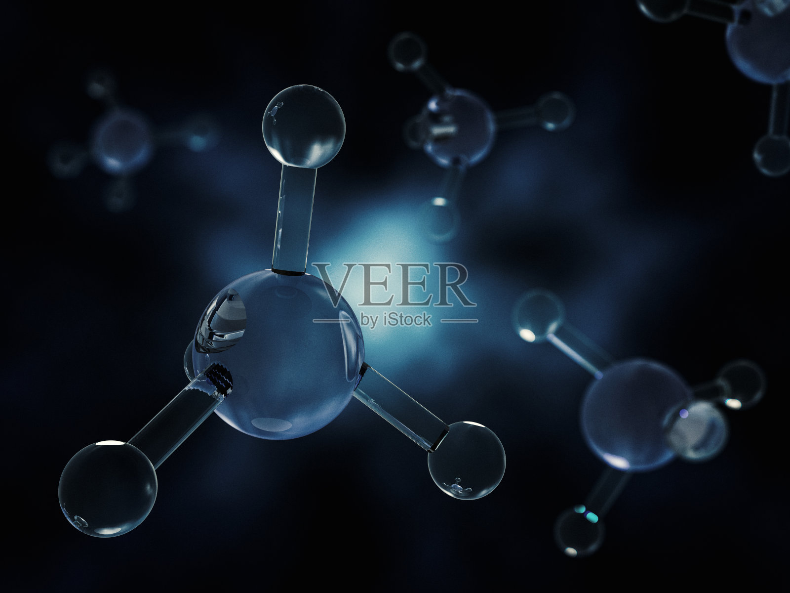 甲烷分子图像，3D渲染插画图片素材