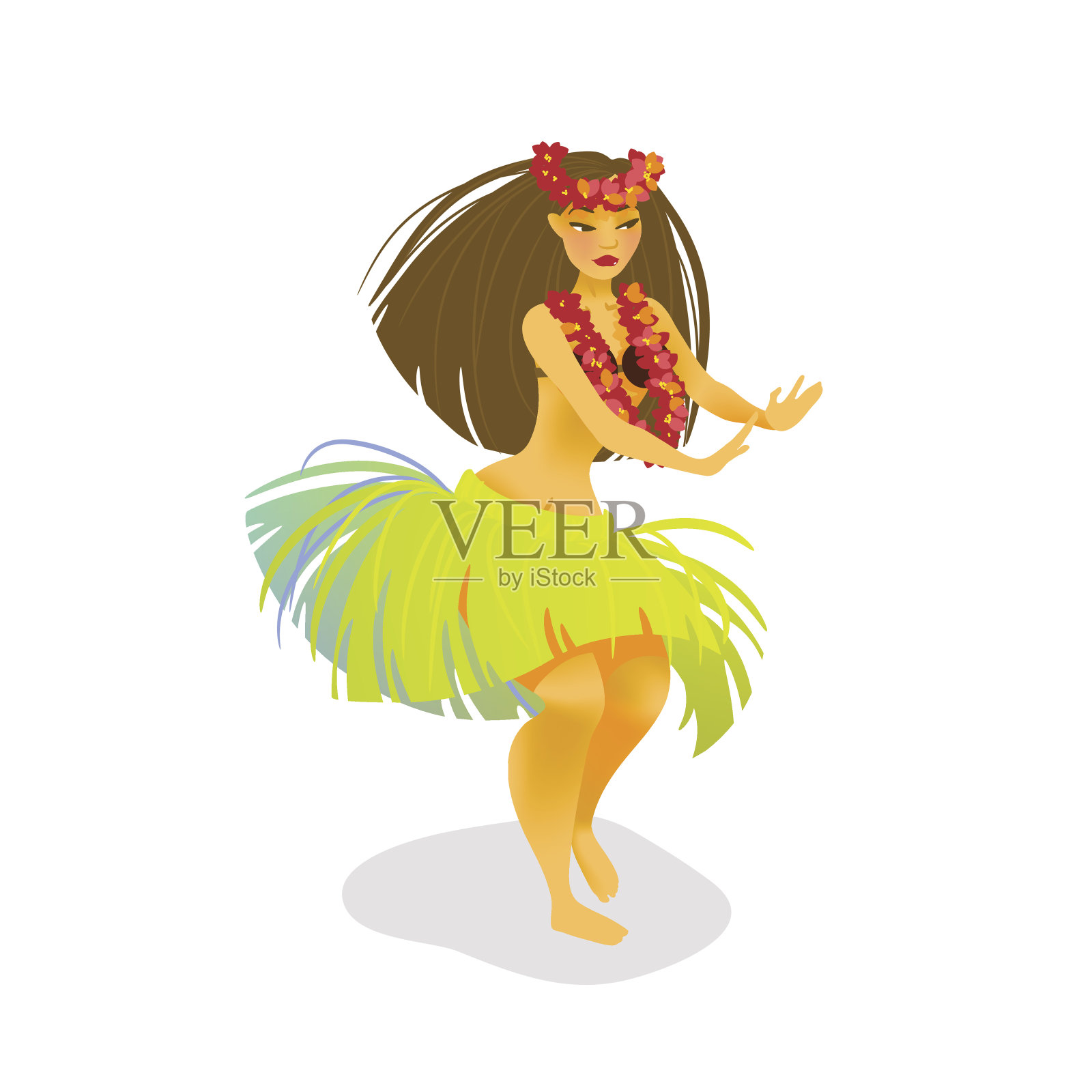 夏威夷草裙舞女郎的插画设计元素图片