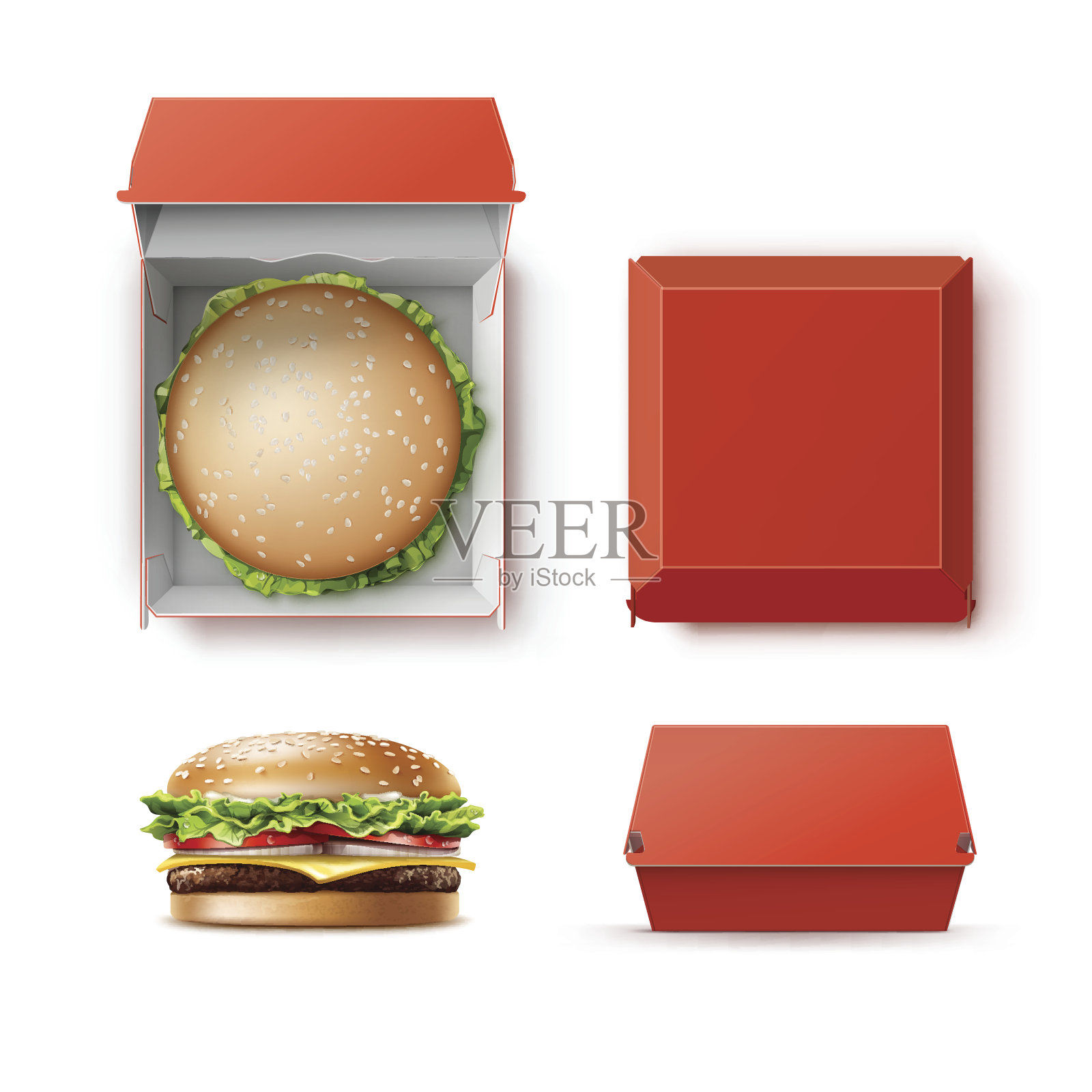 汉堡包容器的向量集设计元素图片