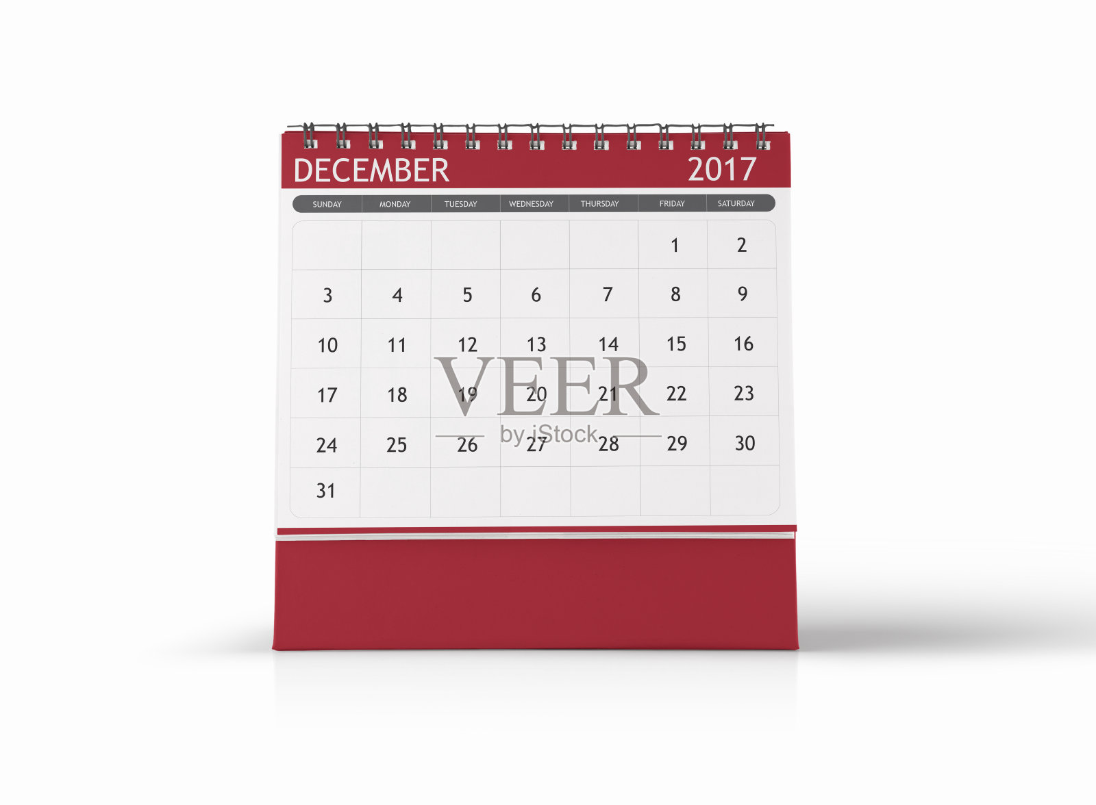 2017年12月白色背景桌面日历照片摄影图片