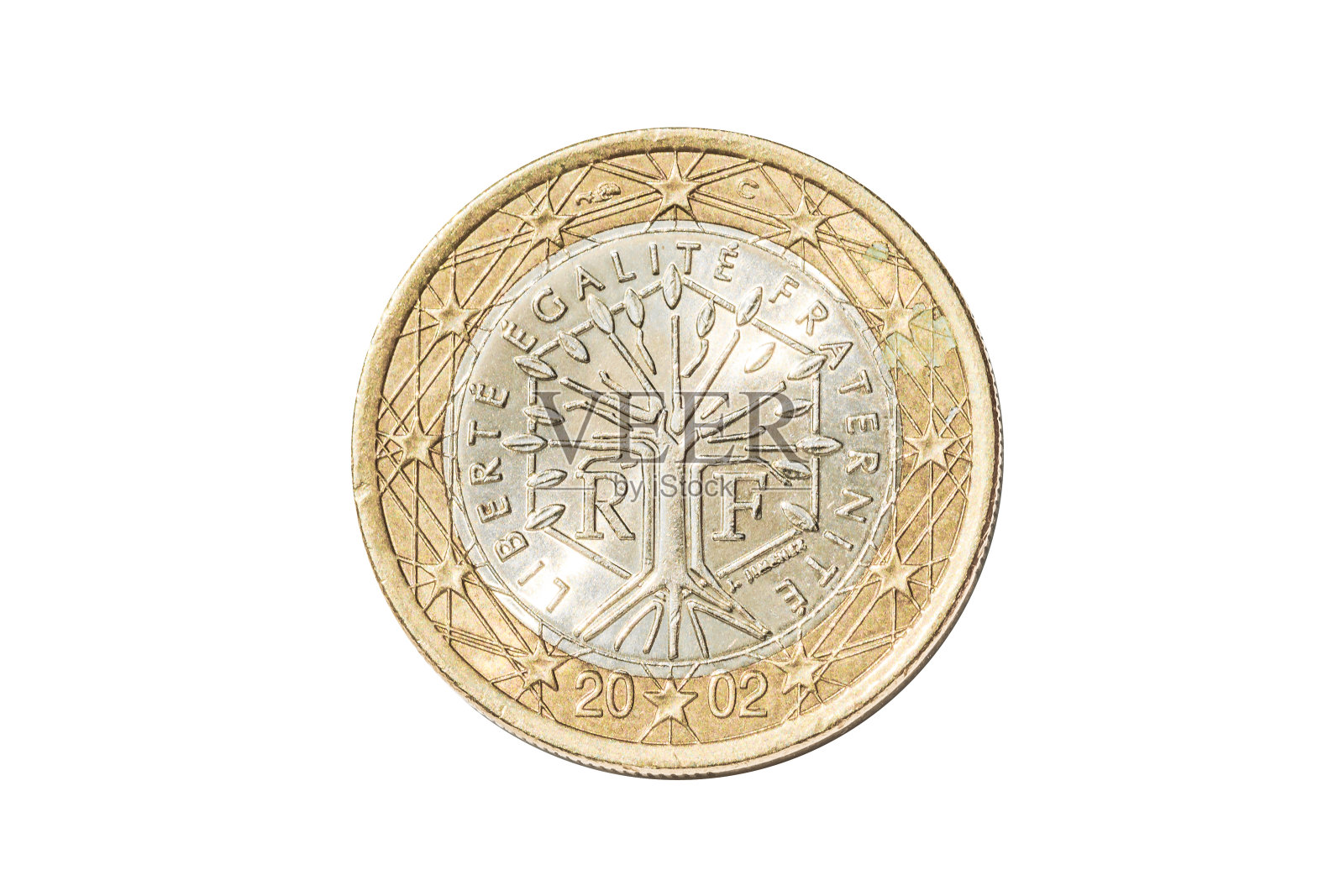 法国一欧元硬币照片摄影图片