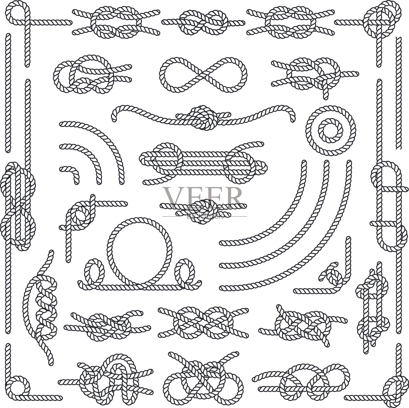航海绳结矢量装饰复古元素设计元素图片