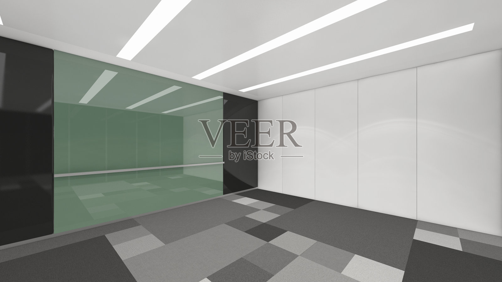现代空房间，3d渲染室内设计，模拟插图插画图片素材
