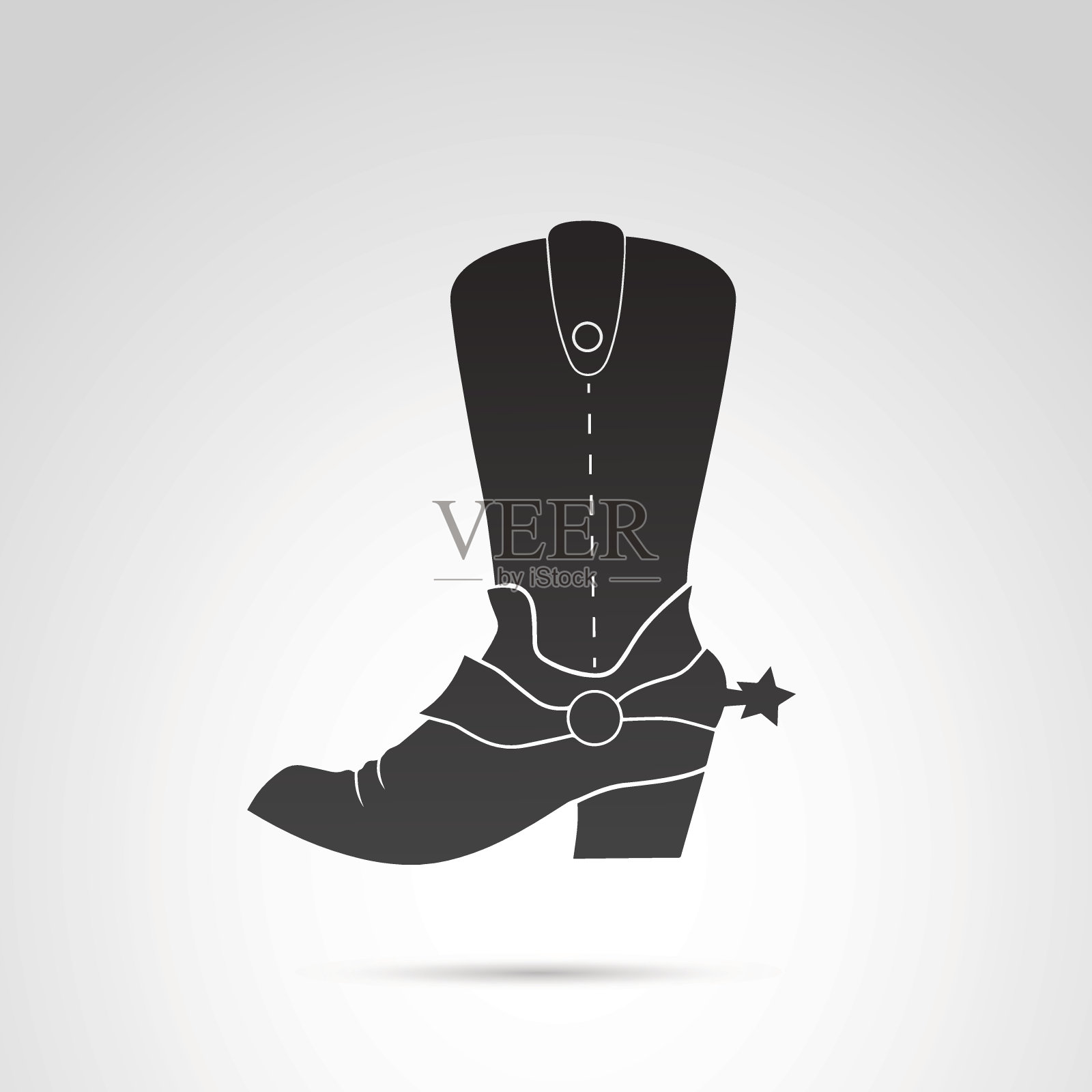 牛仔靴图标孤立在白色背景。插画图片素材