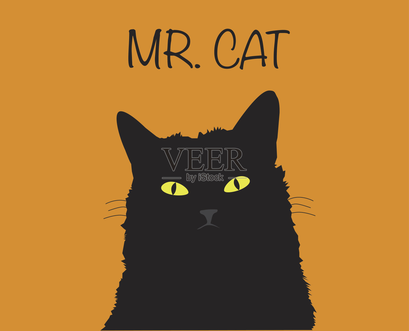 猫先生，黑色矢量素描猫插画图片素材
