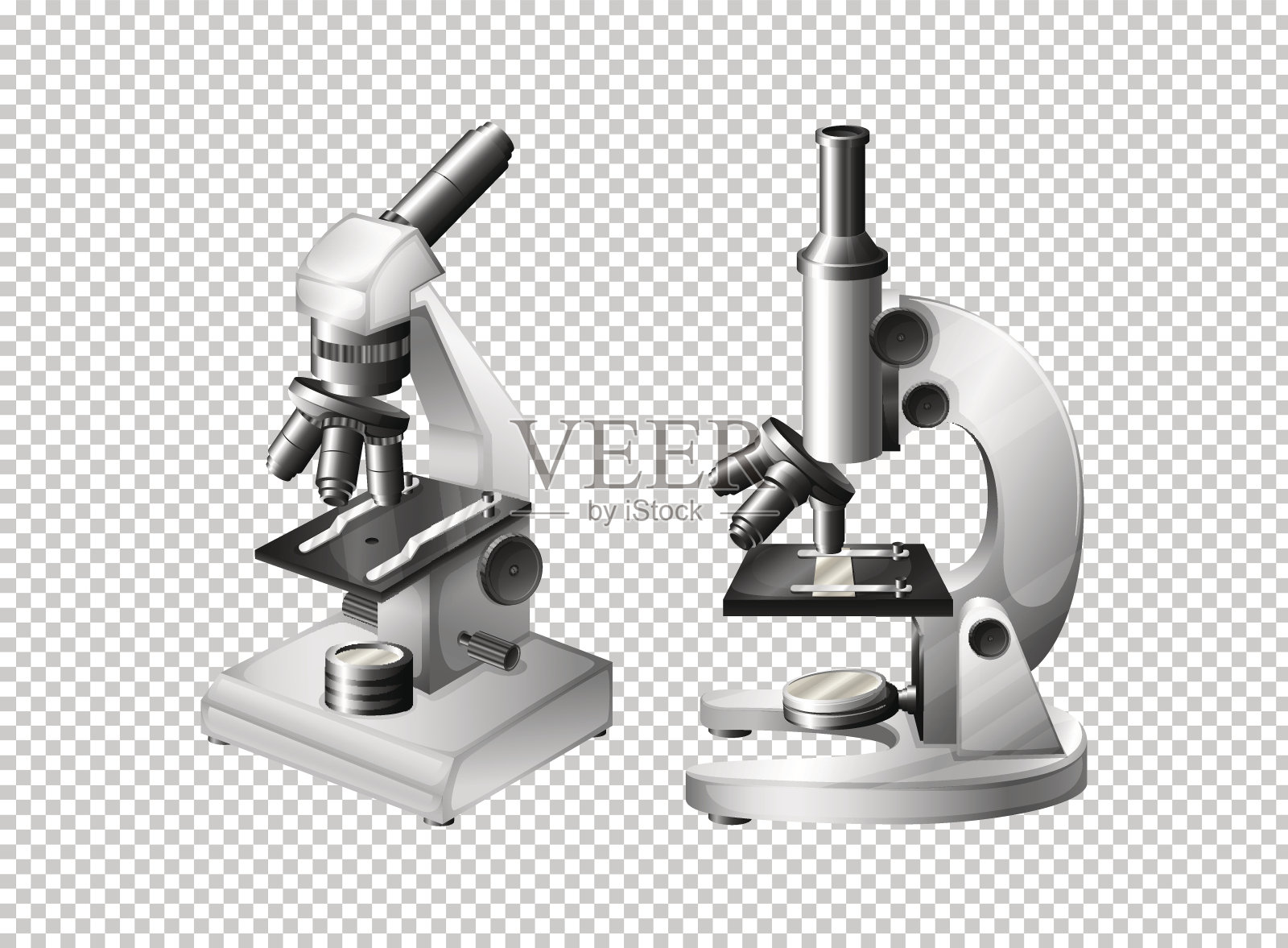 两台透明背景的显微镜插画图片素材