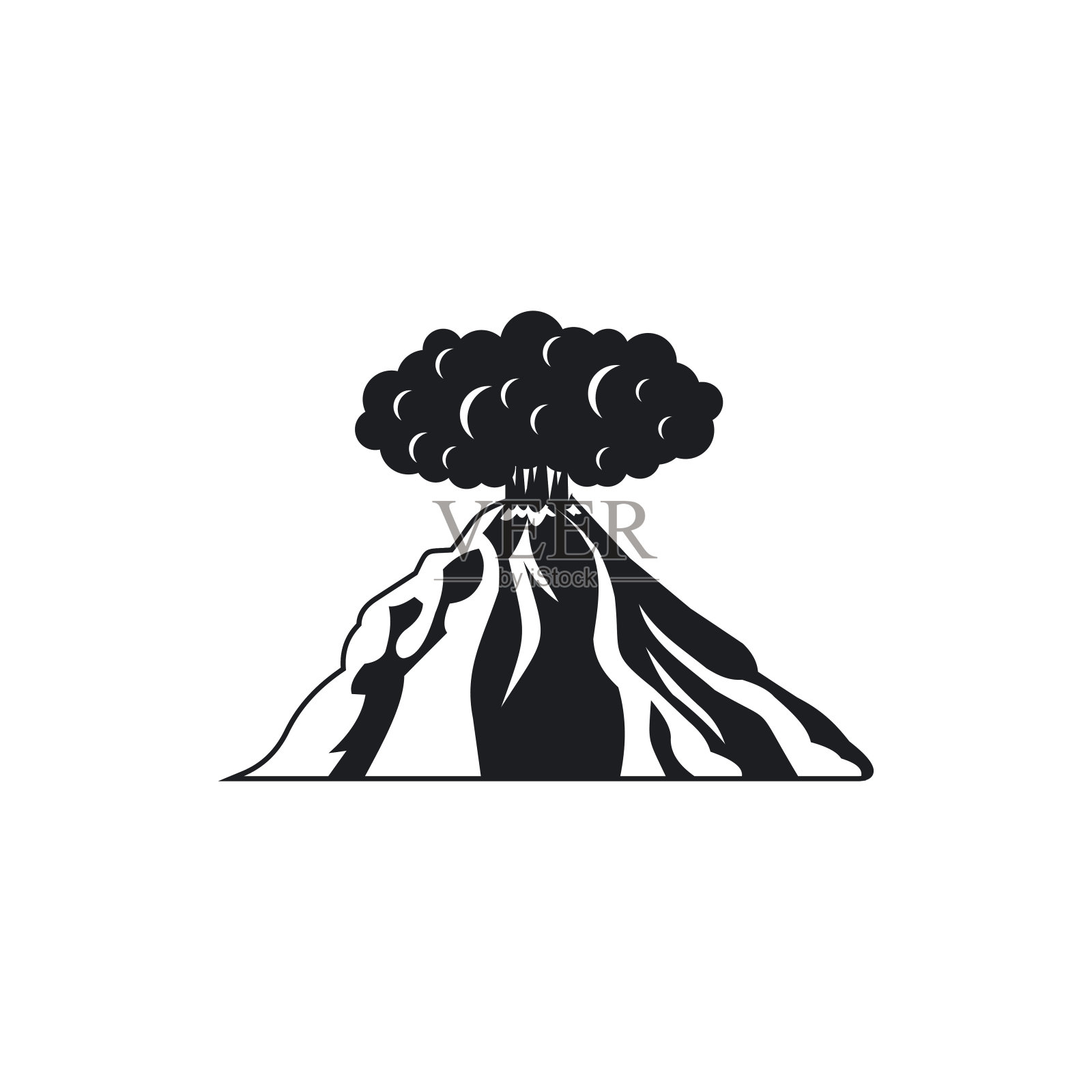 火山喷发的图标，简约的风格插画图片素材