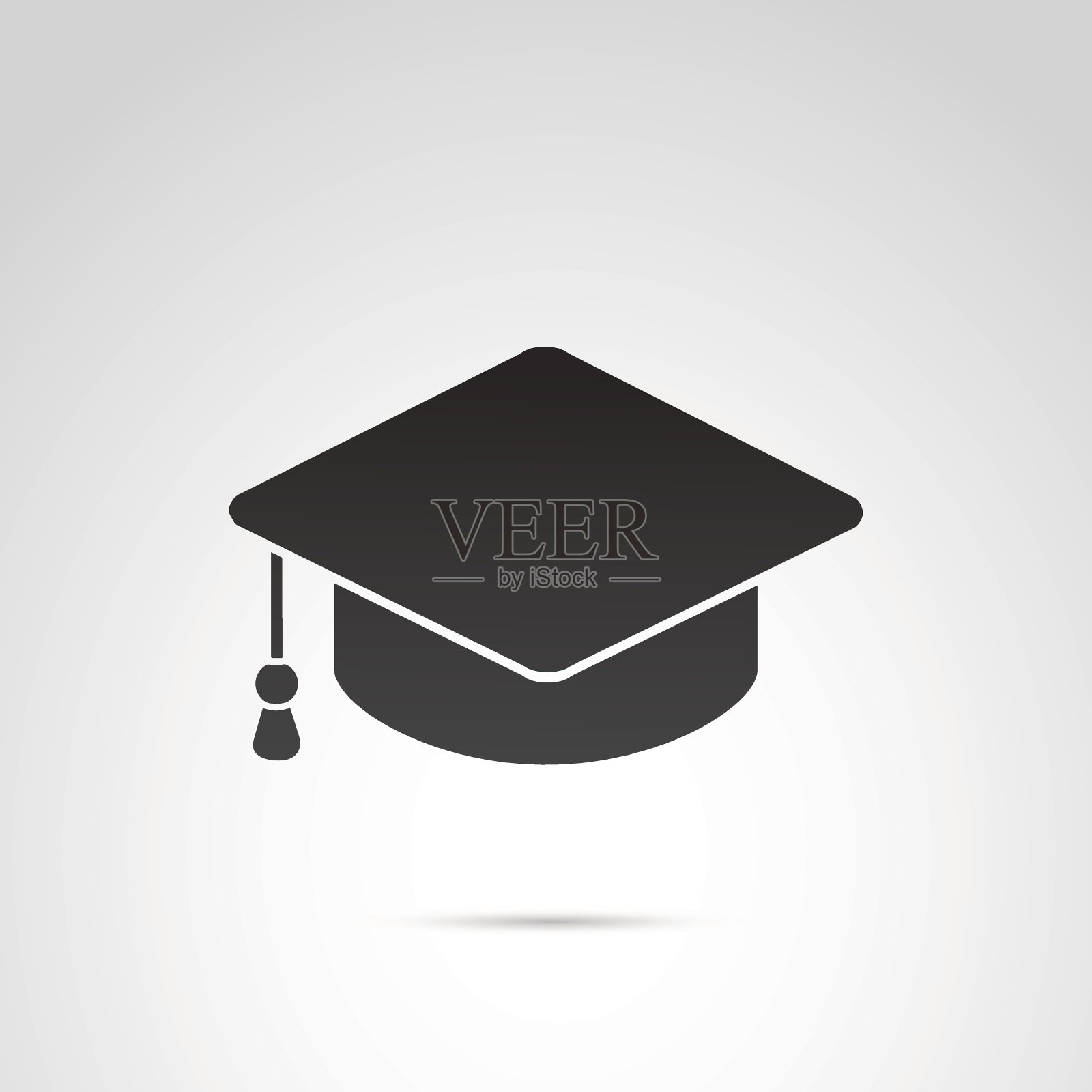 学生帽，白色背景上的教育图标。插画图片素材