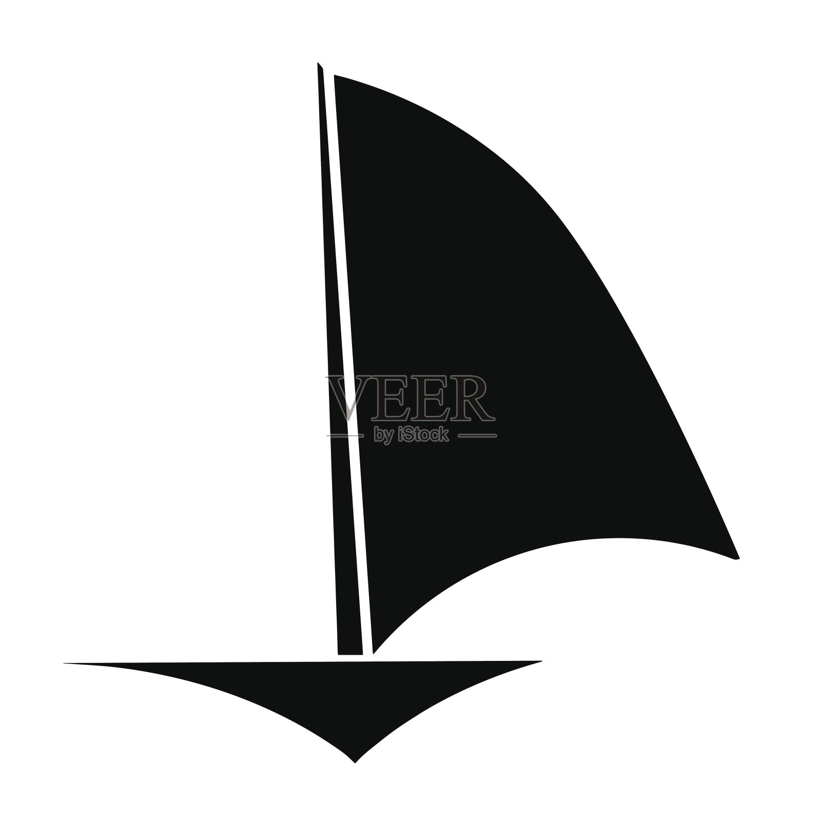 帆船黑色轮廓向量设计元素图片
