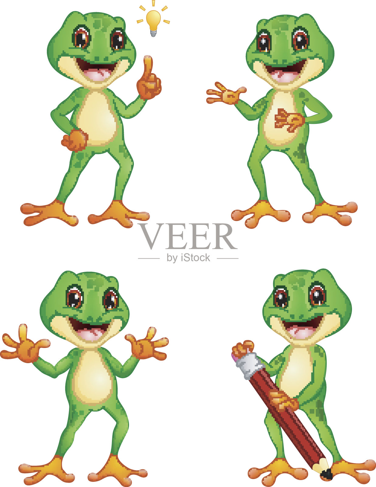 青蛙卡通集插画图片素材