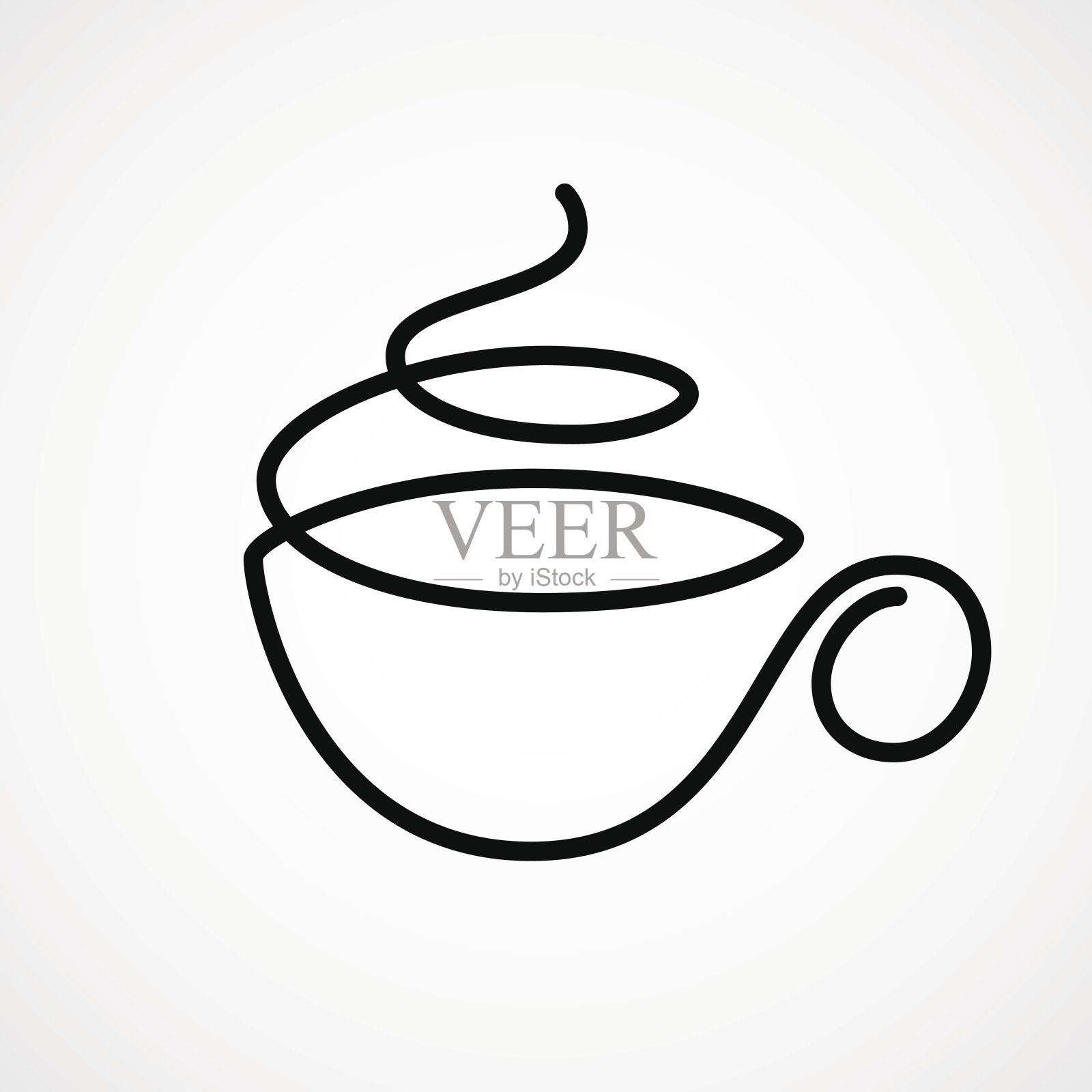 矢量杯的茶或咖啡画单连续线设计元素图片