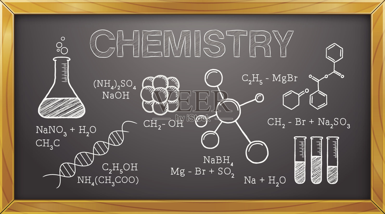 化学，科学，化学元素，黑板插画图片素材