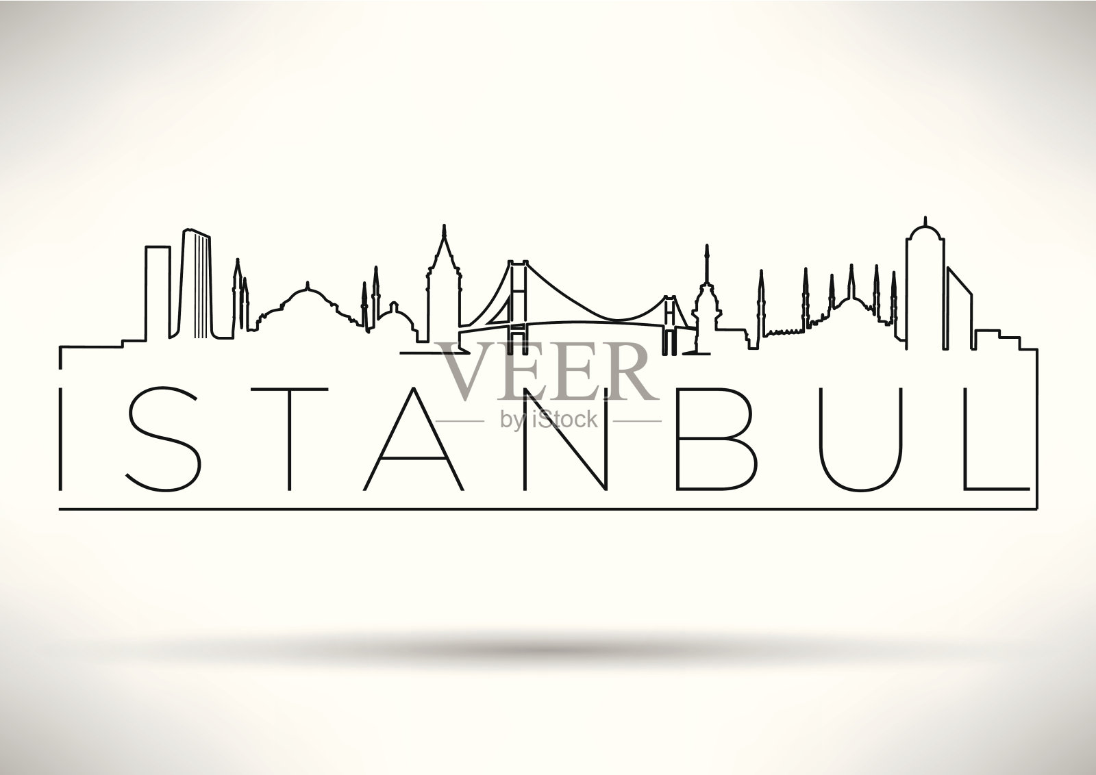 伊斯坦布尔城市线条剪影排版设计插画图片素材