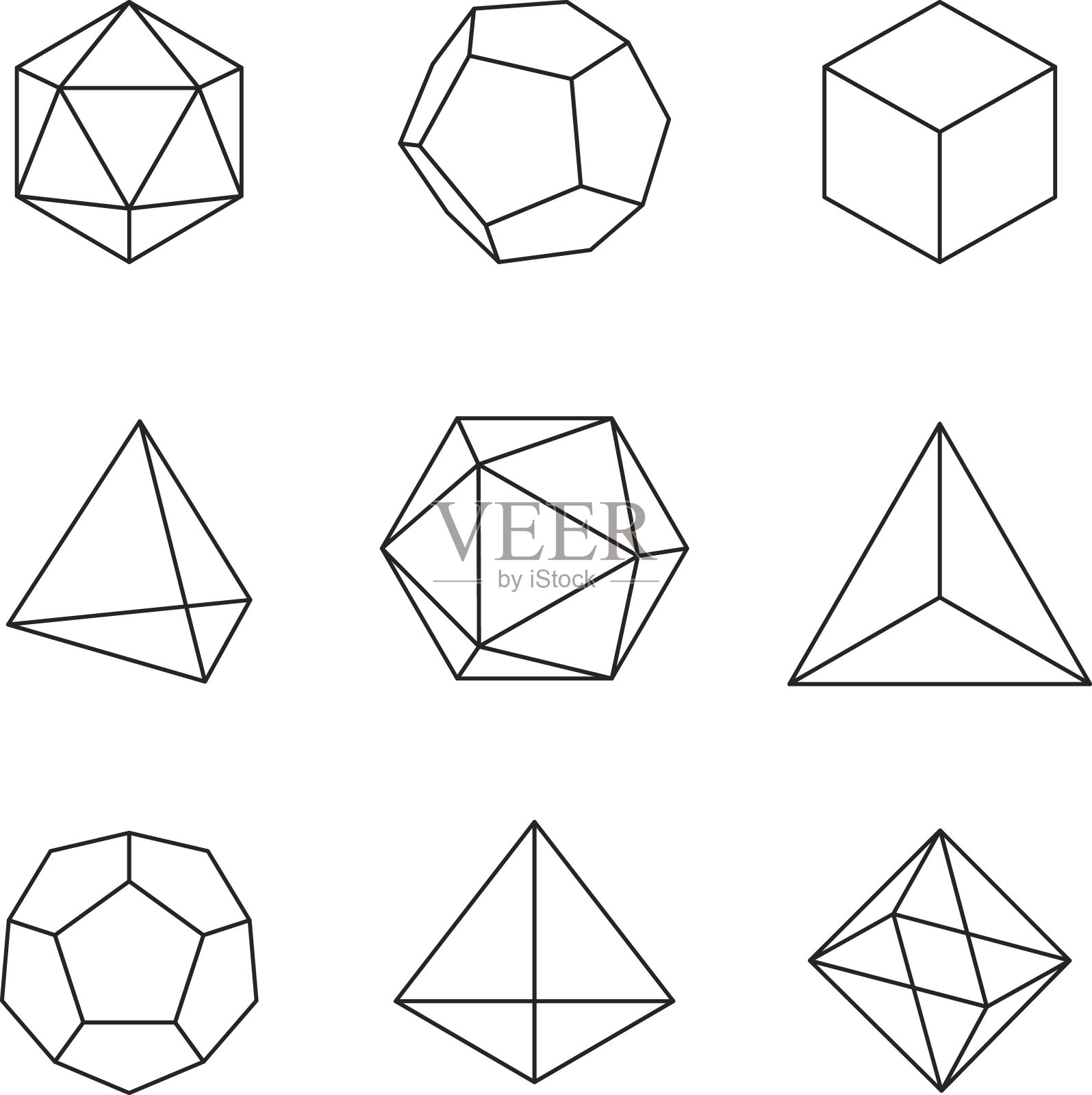 几何形状-柏拉图立体插画图片素材