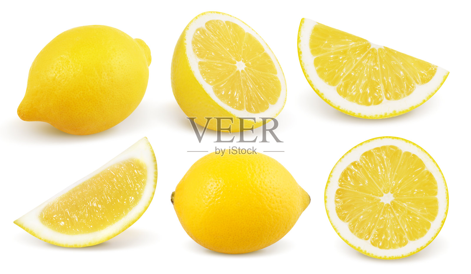 柠檬孤立在白色背景上。收集。照片摄影图片