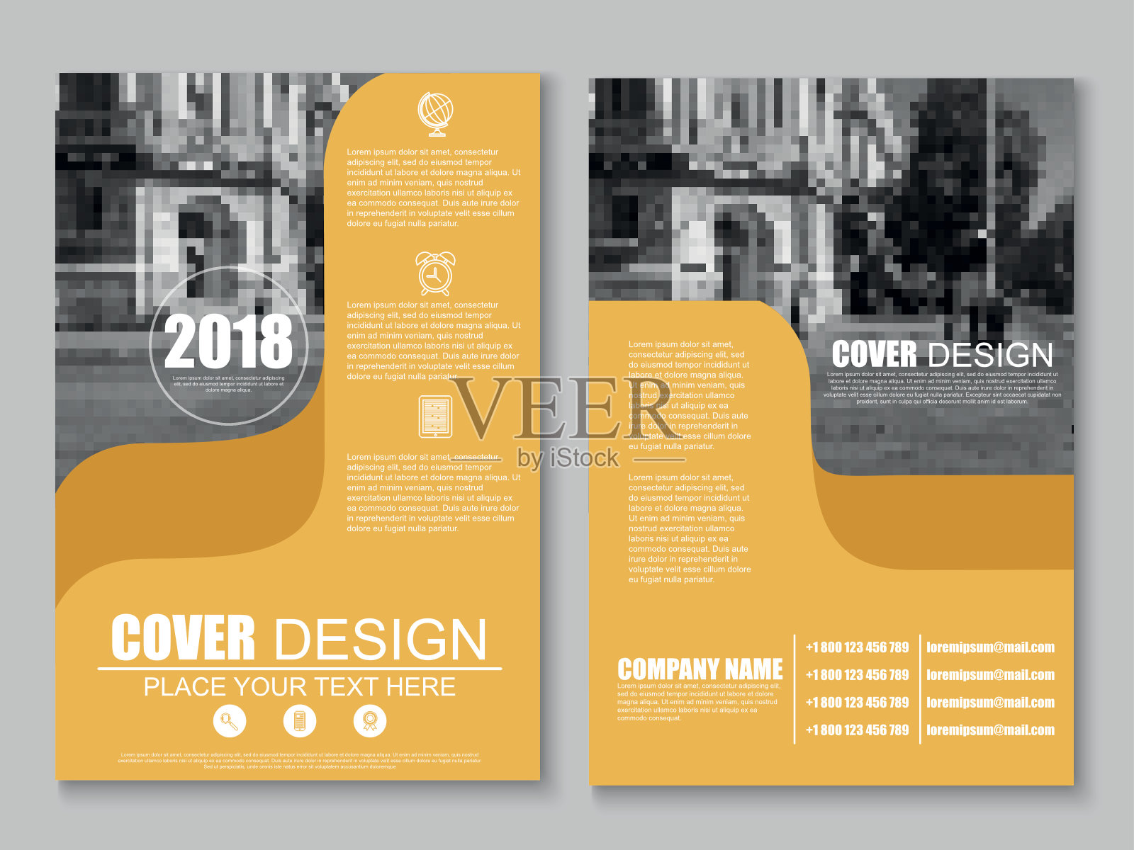 黄色和黑色的传单，公司封面年度报告插画图片素材