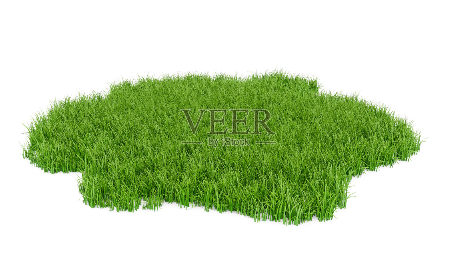 3D渲染绿色草地孤立的白色背景设计元素图片
