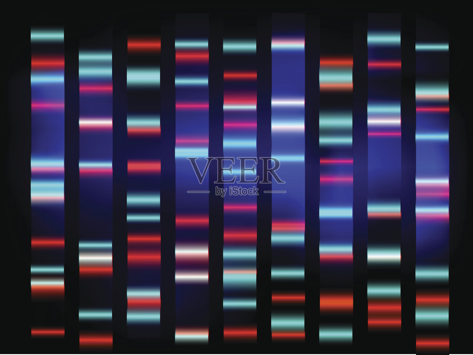 彩色医学DNA结果，黑色背景插画图片素材