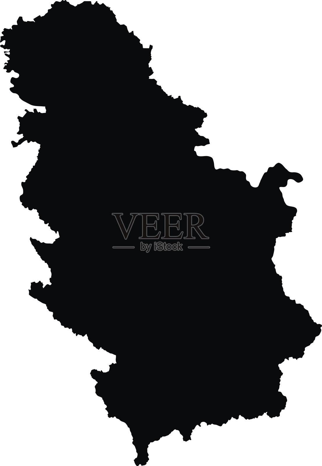 塞尔维亚黑色地图上的白色背景矢量插画图片素材