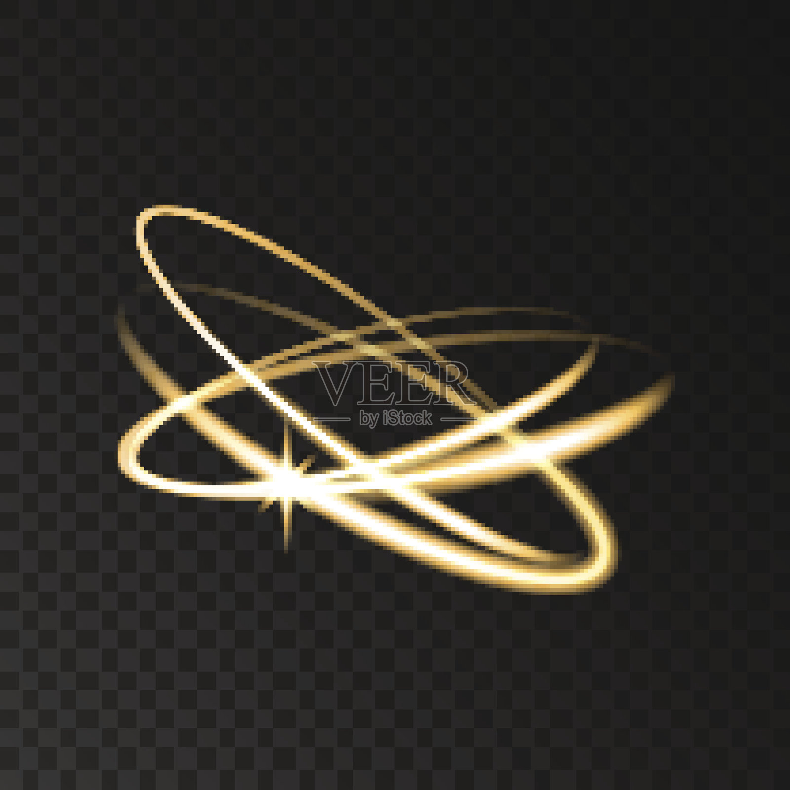 金色霓虹圆速度运动灯光效果与星星。设计元素图片