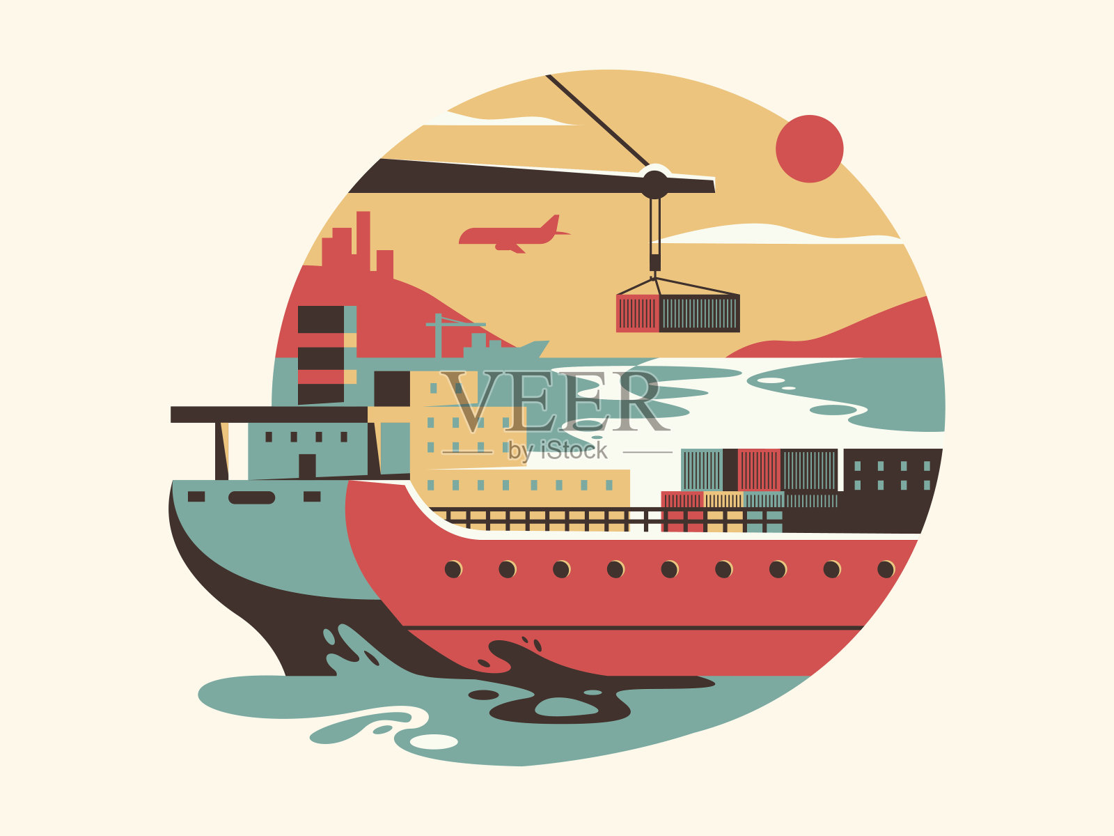 海上运输物流插画图片素材