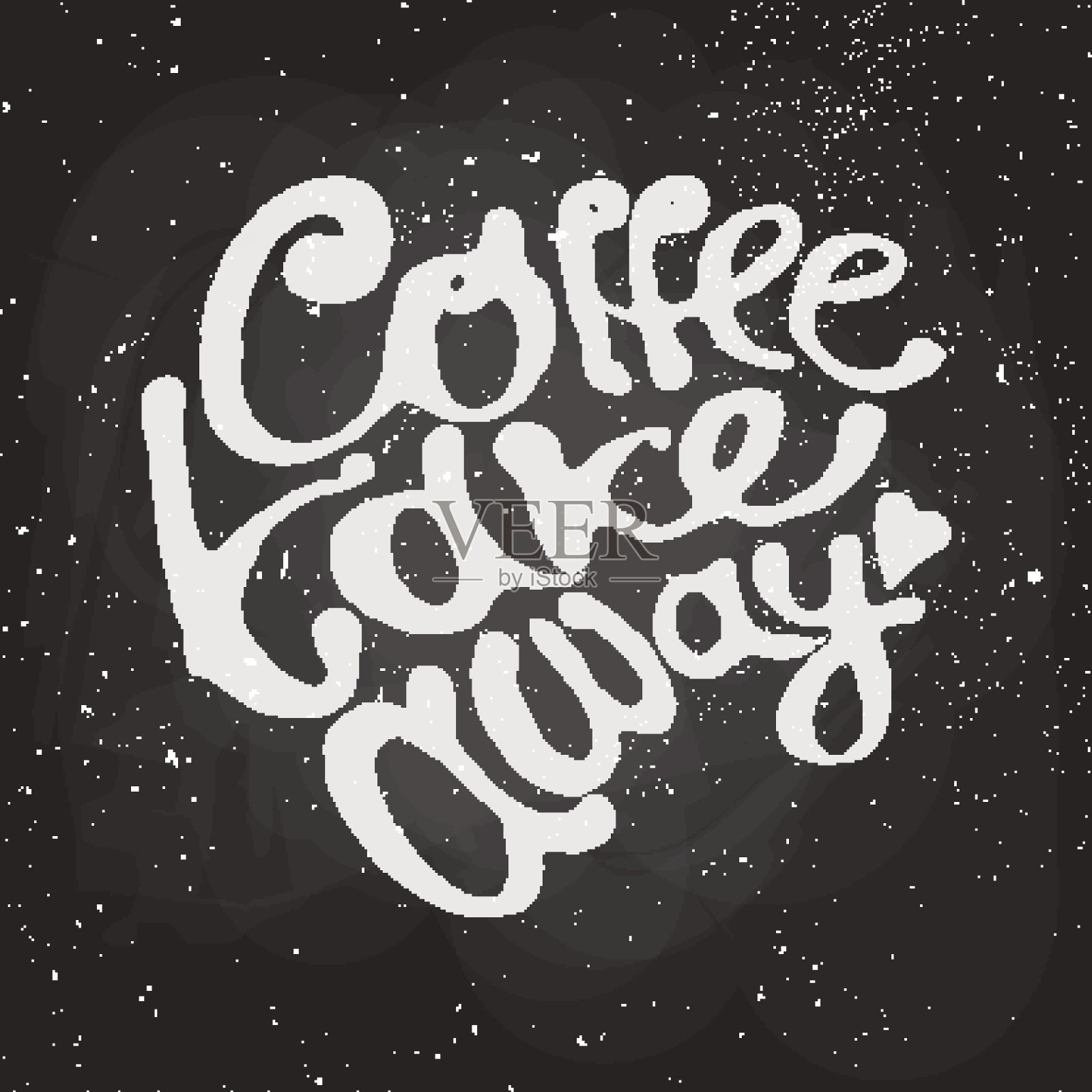 咖啡带走手画刻字标志插画图片素材