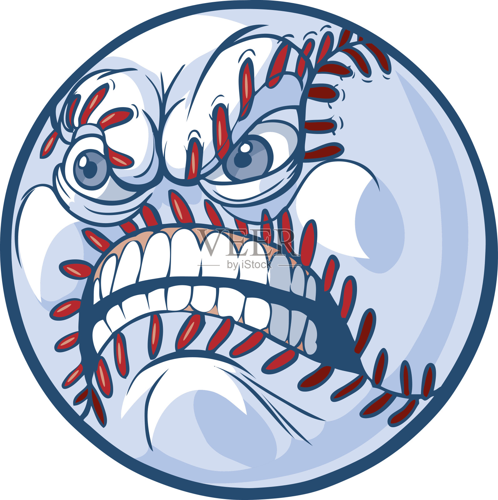 棒球与愤怒的脸矢量卡通插图设计元素图片