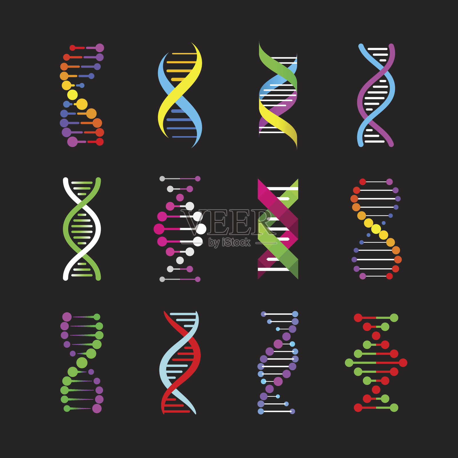 DNA图标设置插画图片素材