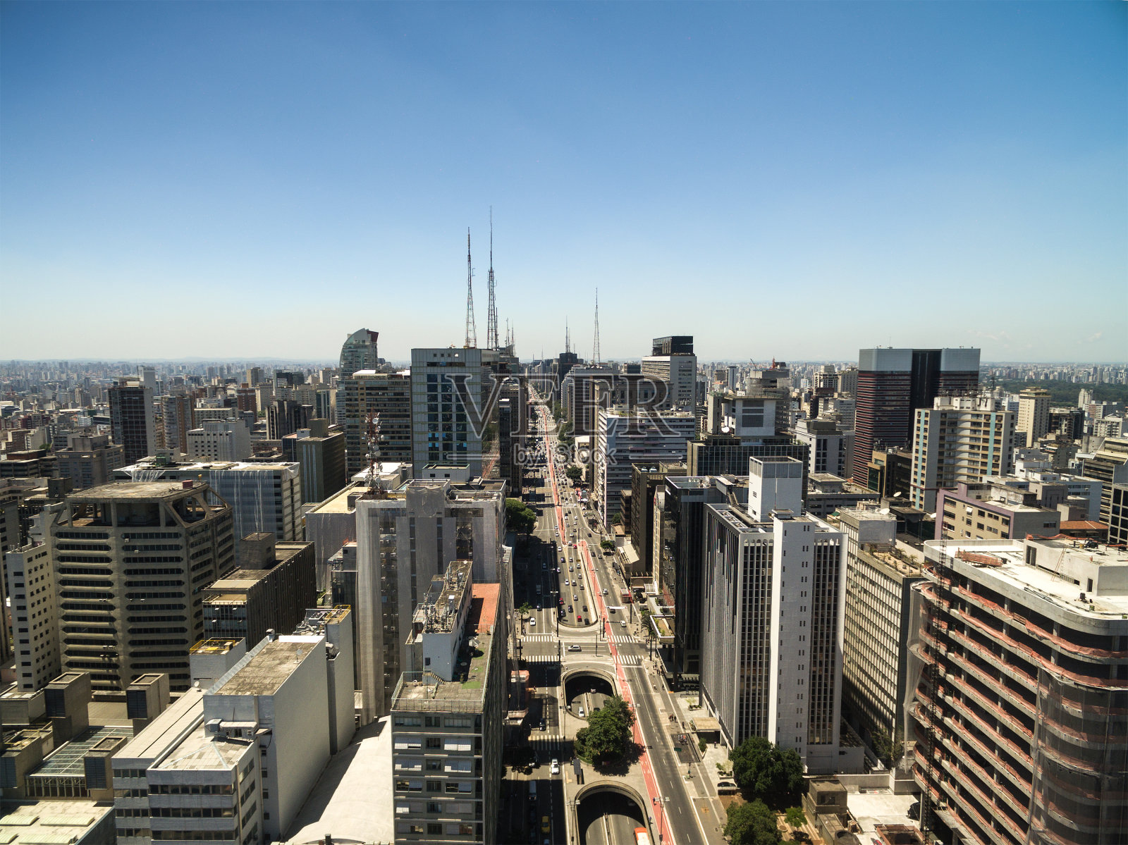 鸟瞰图保利斯塔大道，圣保罗，巴西照片摄影图片
