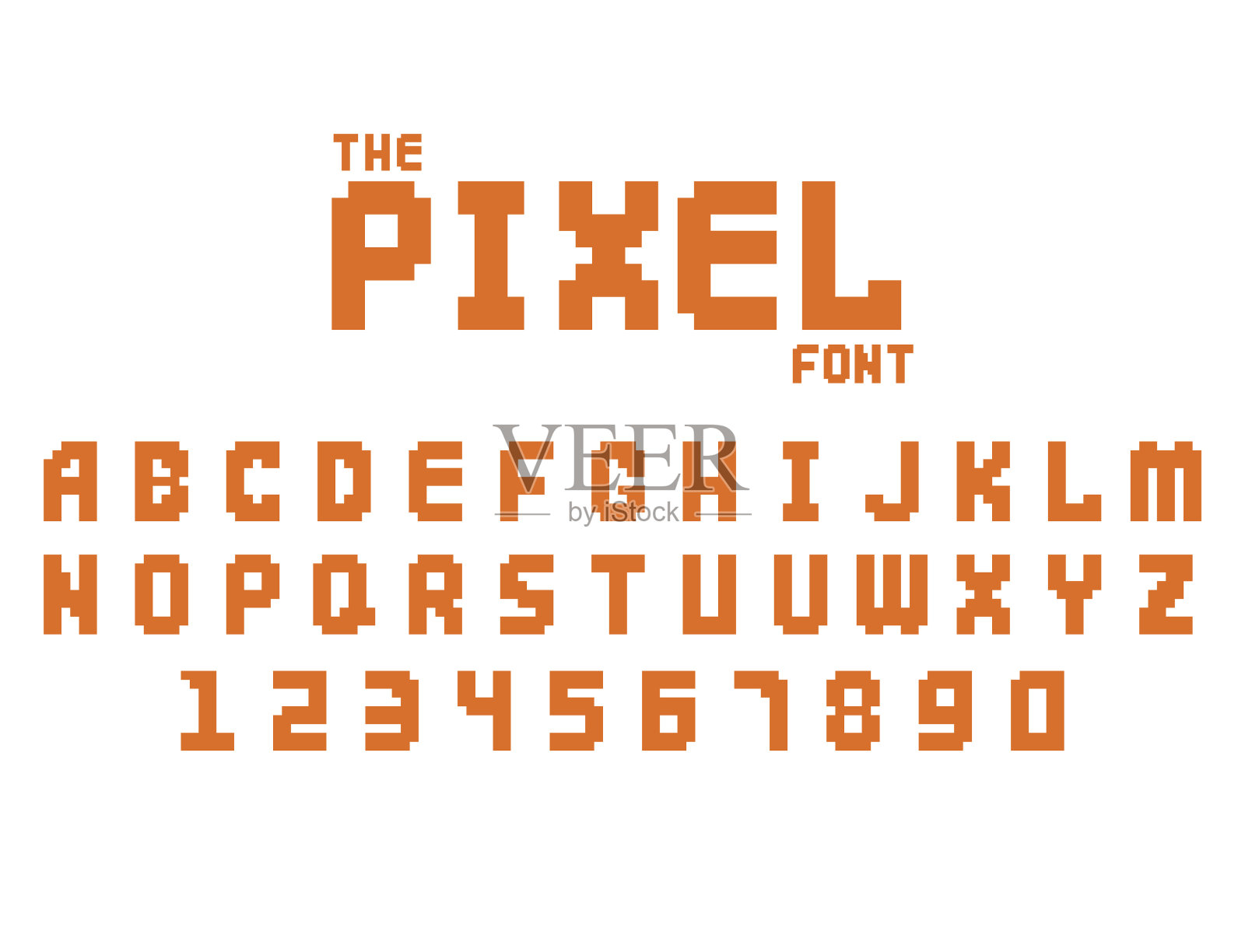 像素复古字体视频电脑游戏设计8位字母数字电子未来风格矢量abc字体数字创意字母孤立设计元素图片