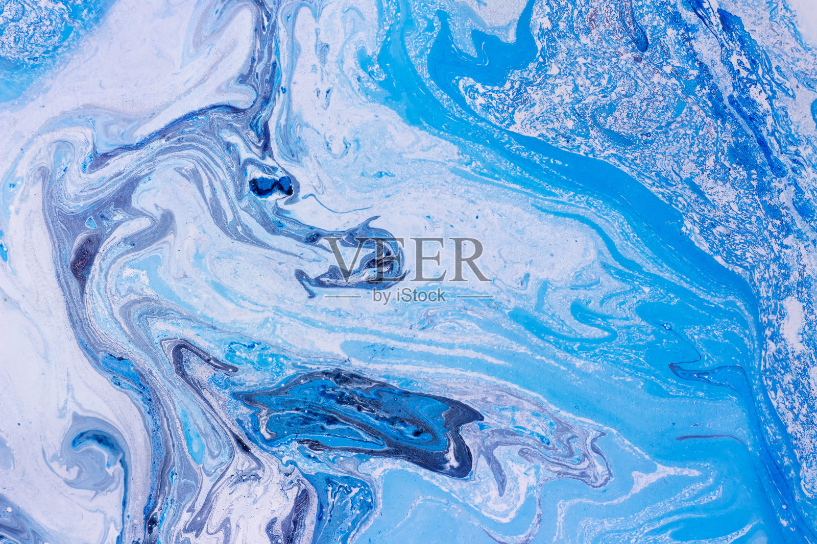 蓝青色大理石纹理。海马的抽象背景。手工油画表面。液体涂料。照片摄影图片