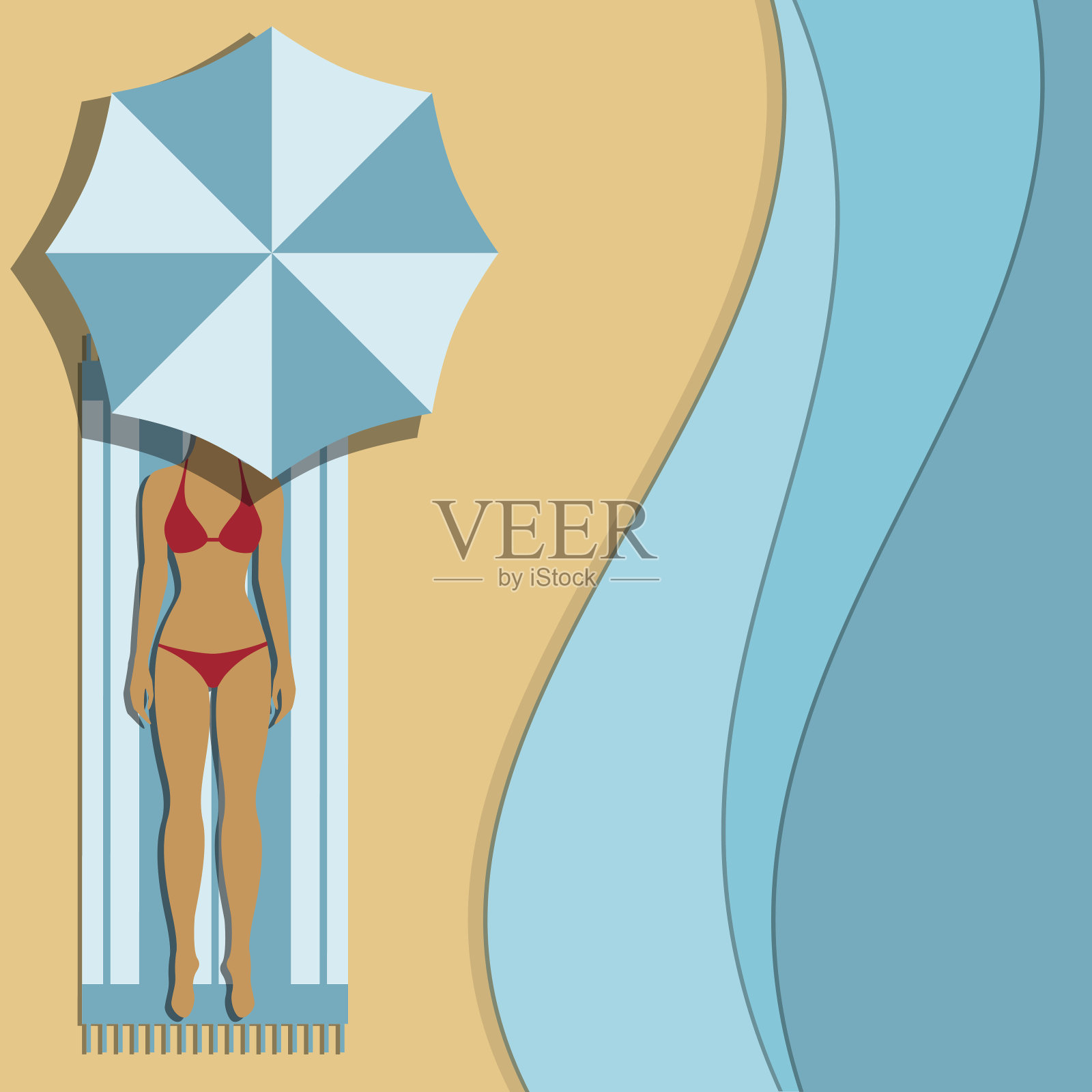 伞下的女人插画图片素材