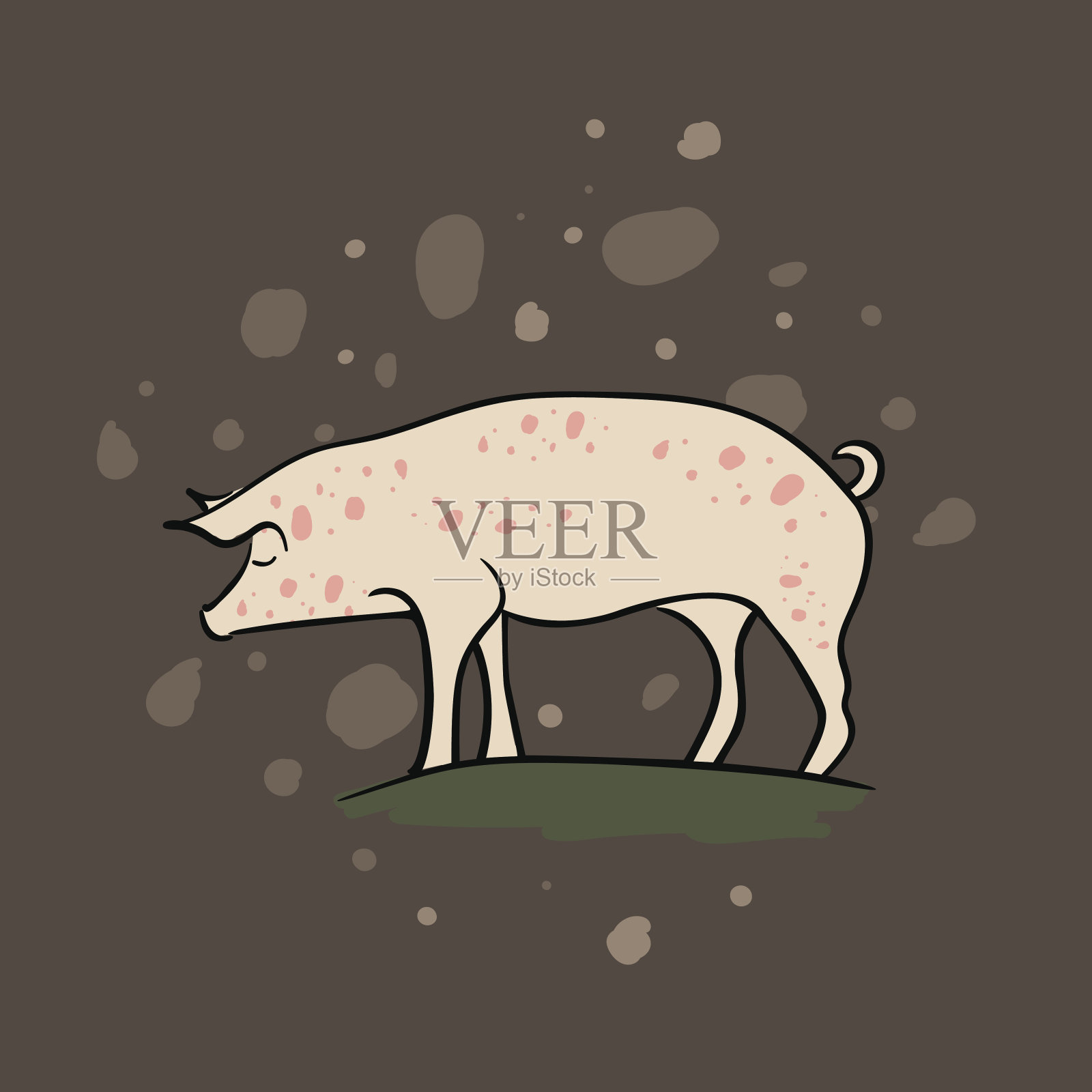 农场动物猪手绘设计元素图片