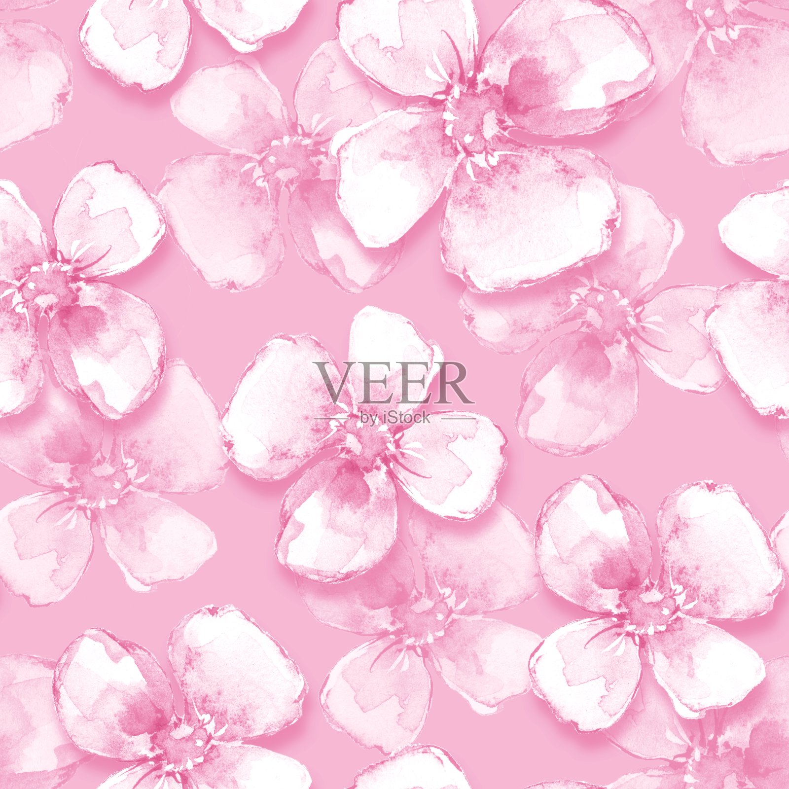 花型无缝图案，粉红色花朵插画图片素材