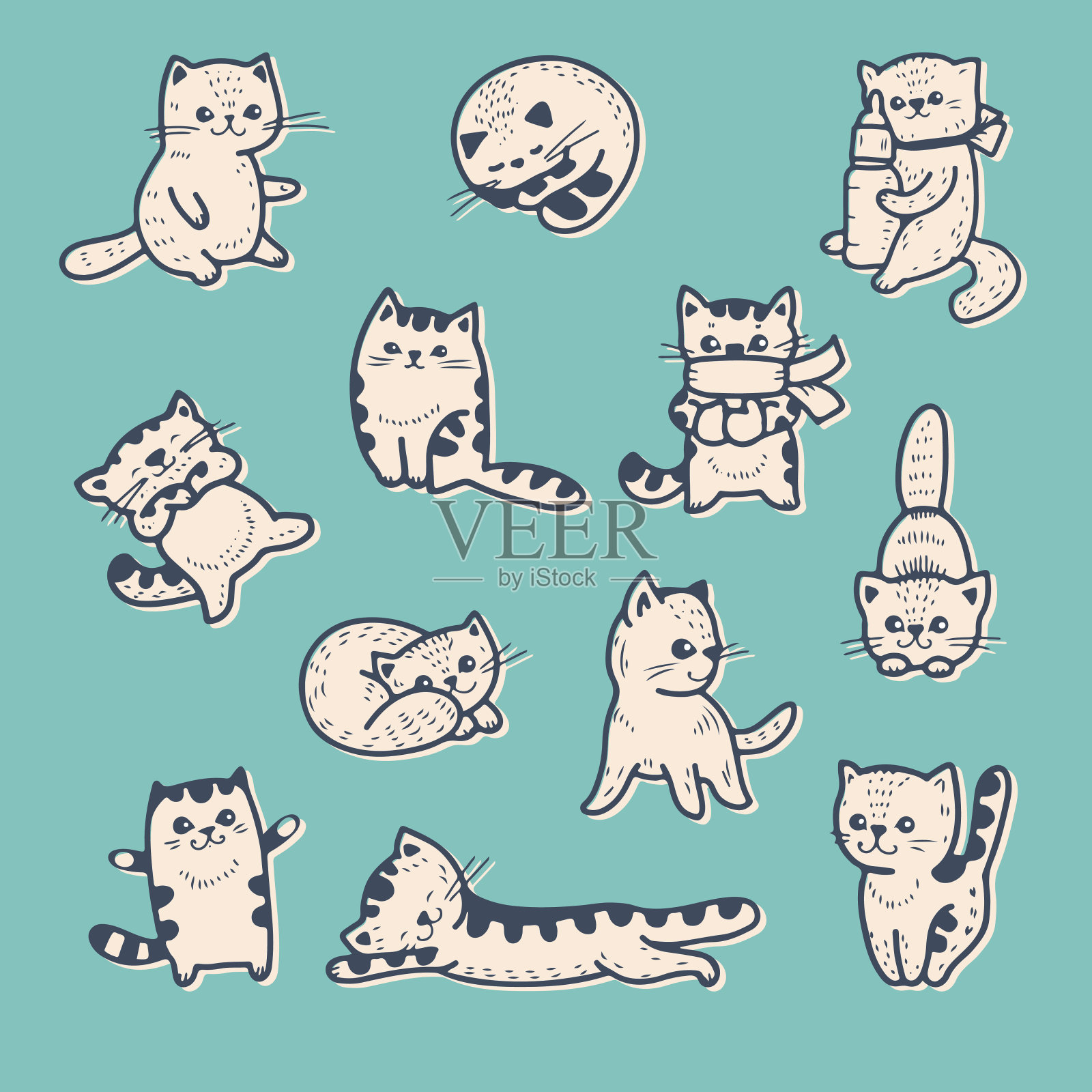 小猫插画图片素材