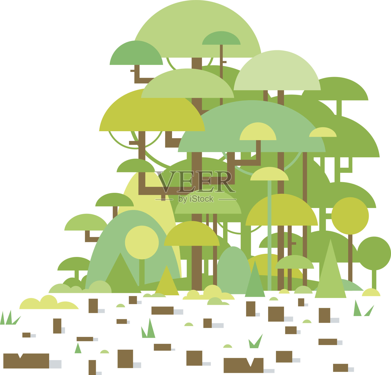 热带森林砍伐插画图片素材