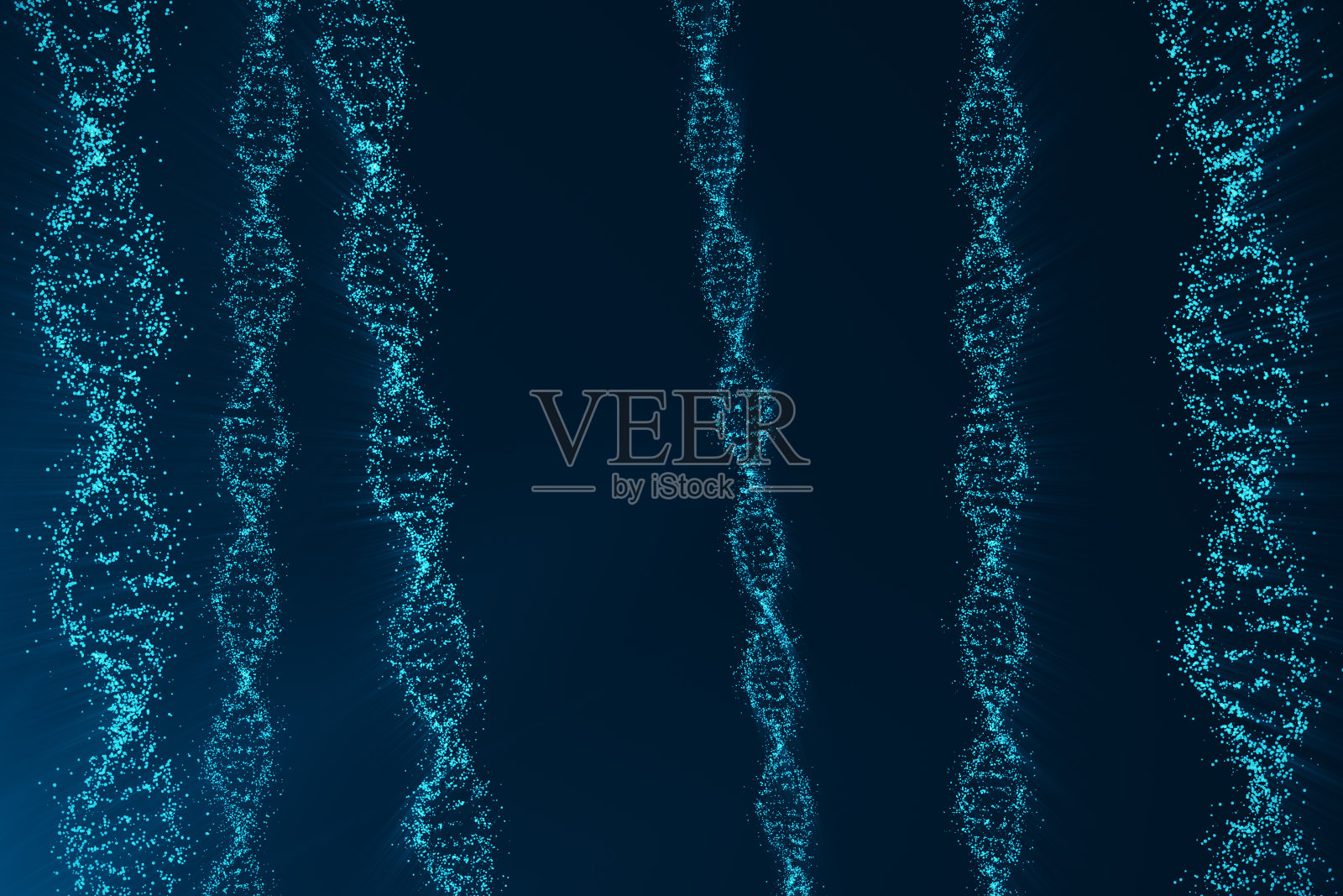 旋转DNA，基因工程科学概念，蓝色色调。三维渲染照片摄影图片