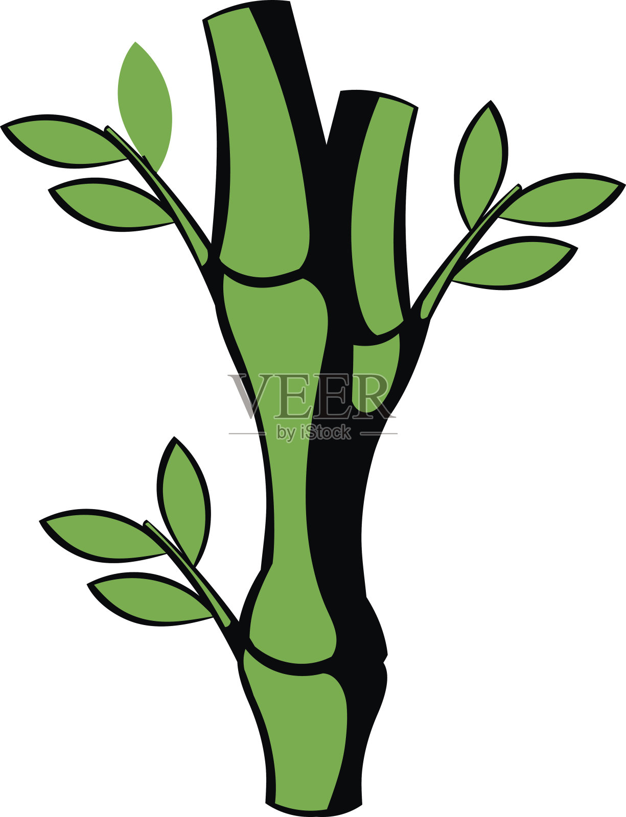 绿色竹茎图标，卡通图标插画图片素材
