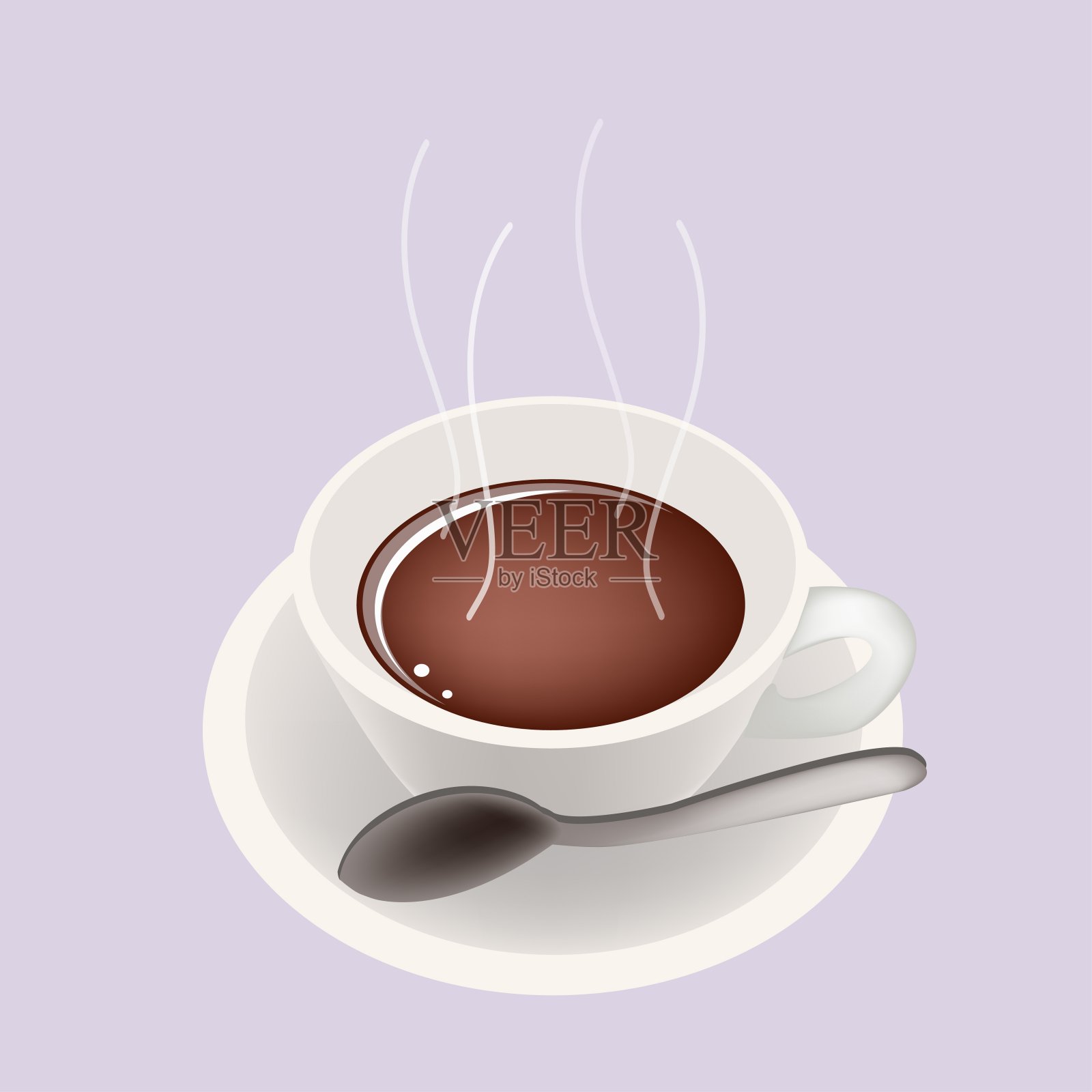 紫色背景上的热咖啡冒烟设计元素图片