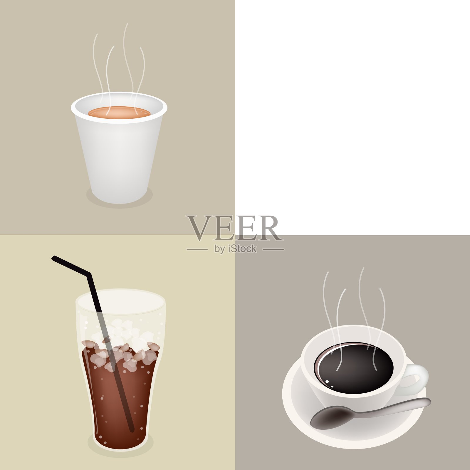 三种有拷贝空间的咖啡插画图片素材