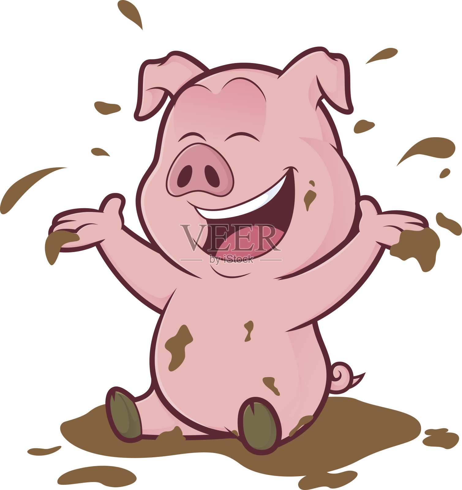 猪在泥里玩设计元素图片