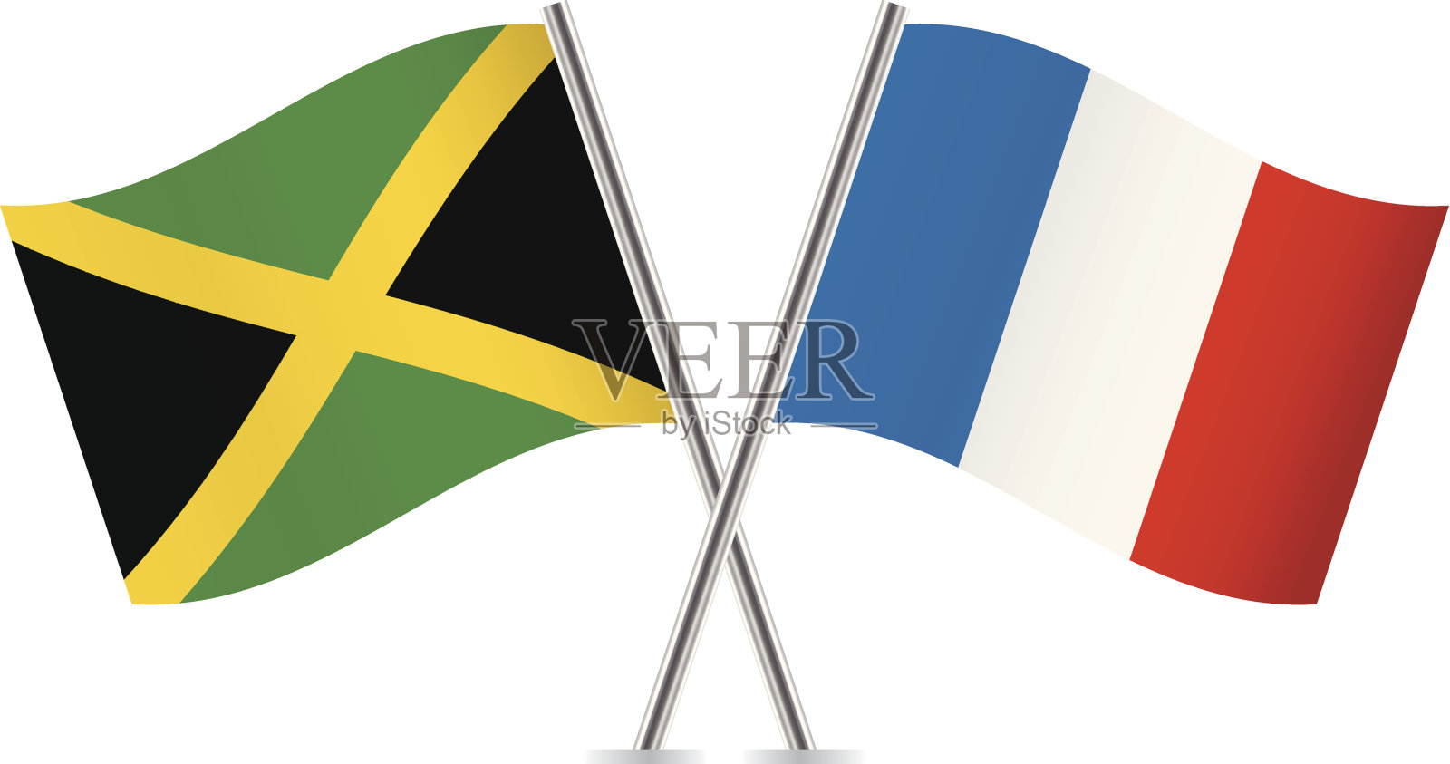 法国和牙买加国旗。向量。设计元素图片