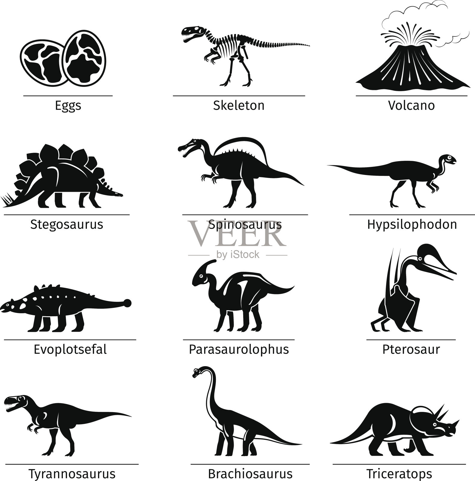 恐龙图标矢量插画图片素材