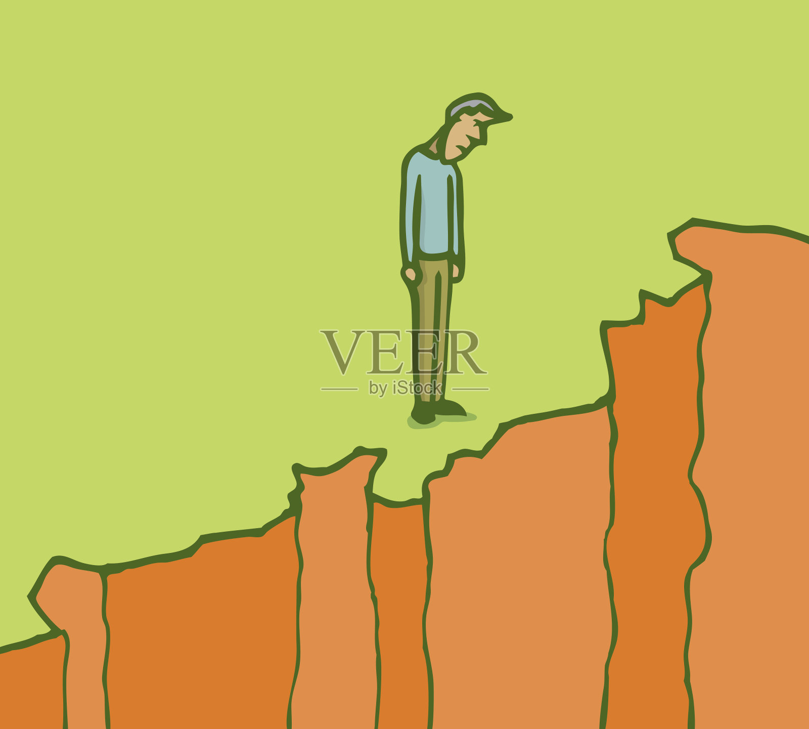 站在悬崖上的绿色外套的人 · 免费素材图片