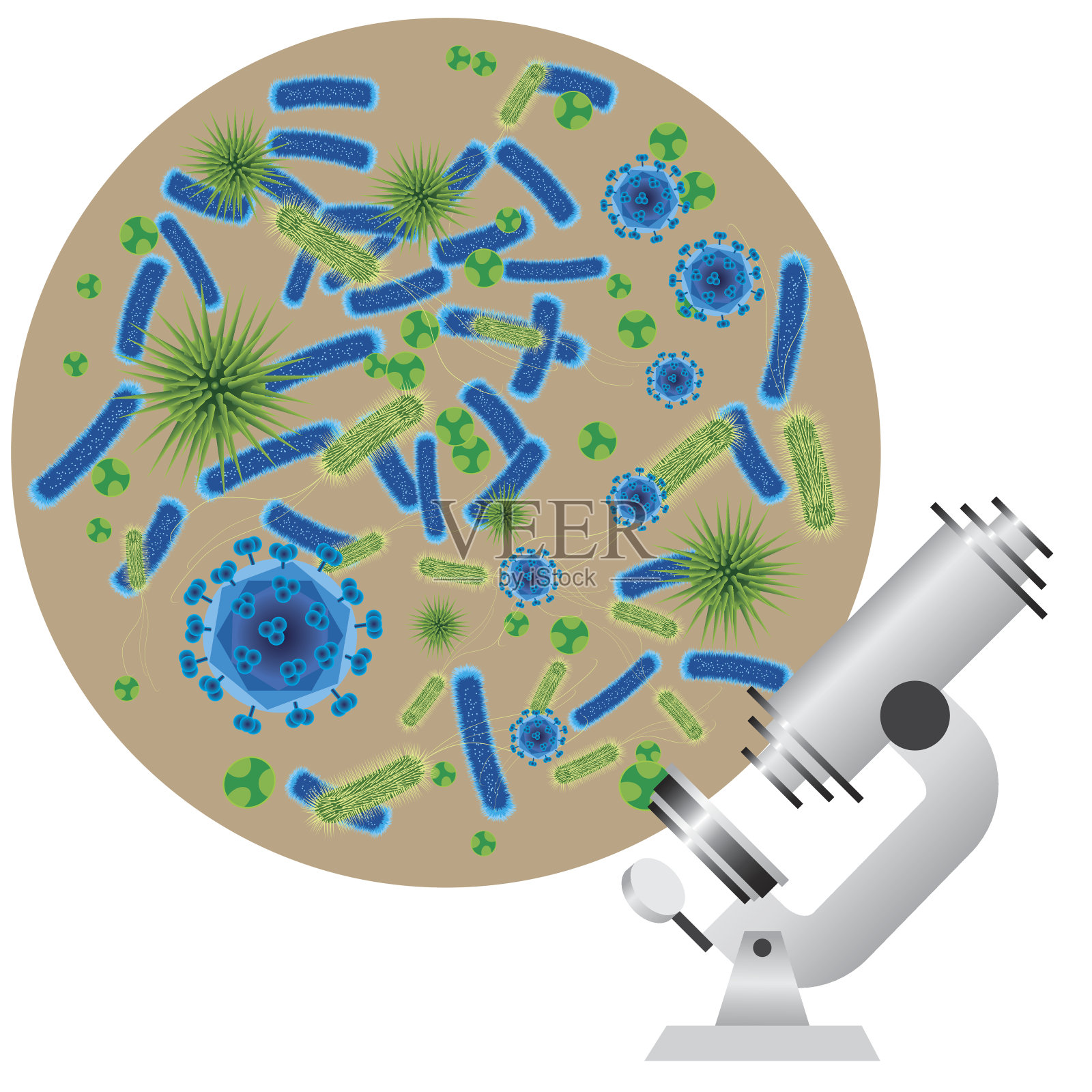 微生物的抽象图像。插画图片素材